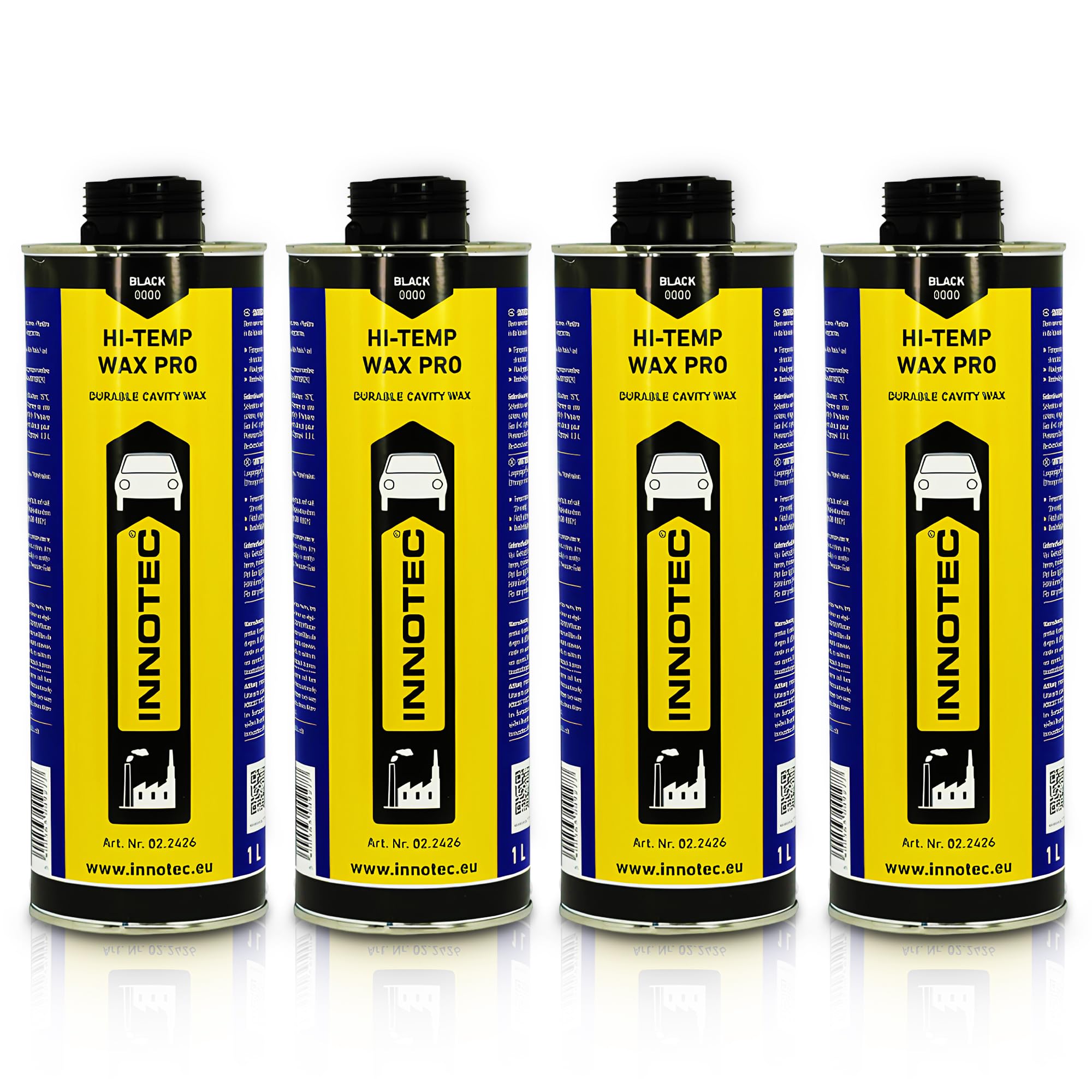 Innotec Hi-Temp Wax Spray - 2 Bombolette Da 500ml Protezione Sottoscocca Nera Antiruggine E Antiaderente