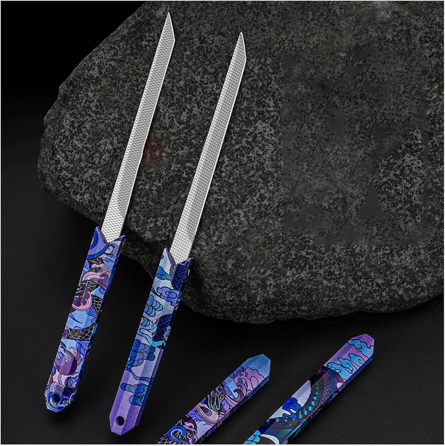 Snake Pattern Stainless Steel Fruit Knife, Camping Knife With Sheath, Portable Small Knife, for Kitchen, Bar, Outdoor Picnic, Camping (Purple and blue)