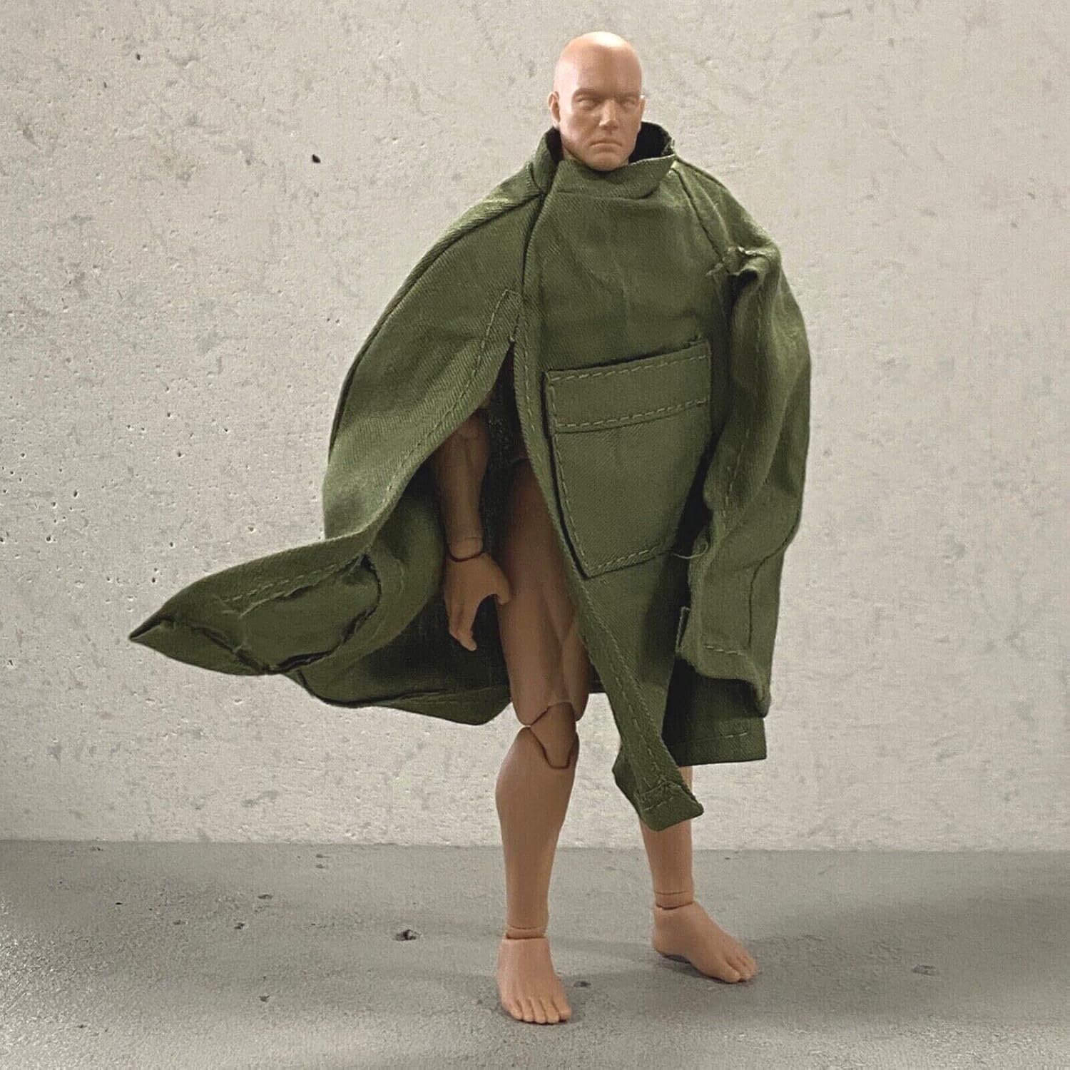 1/12 Scale Miniature Custom Handmade Scale Green Wired Military Poncho for 6-7 inch Action Figures