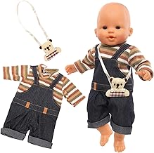 Miunana Kleidung Bekleidung Outfits für Baby Puppen, Puppenkleidung 35-43 cm, Latzhose mit Umhängetasche