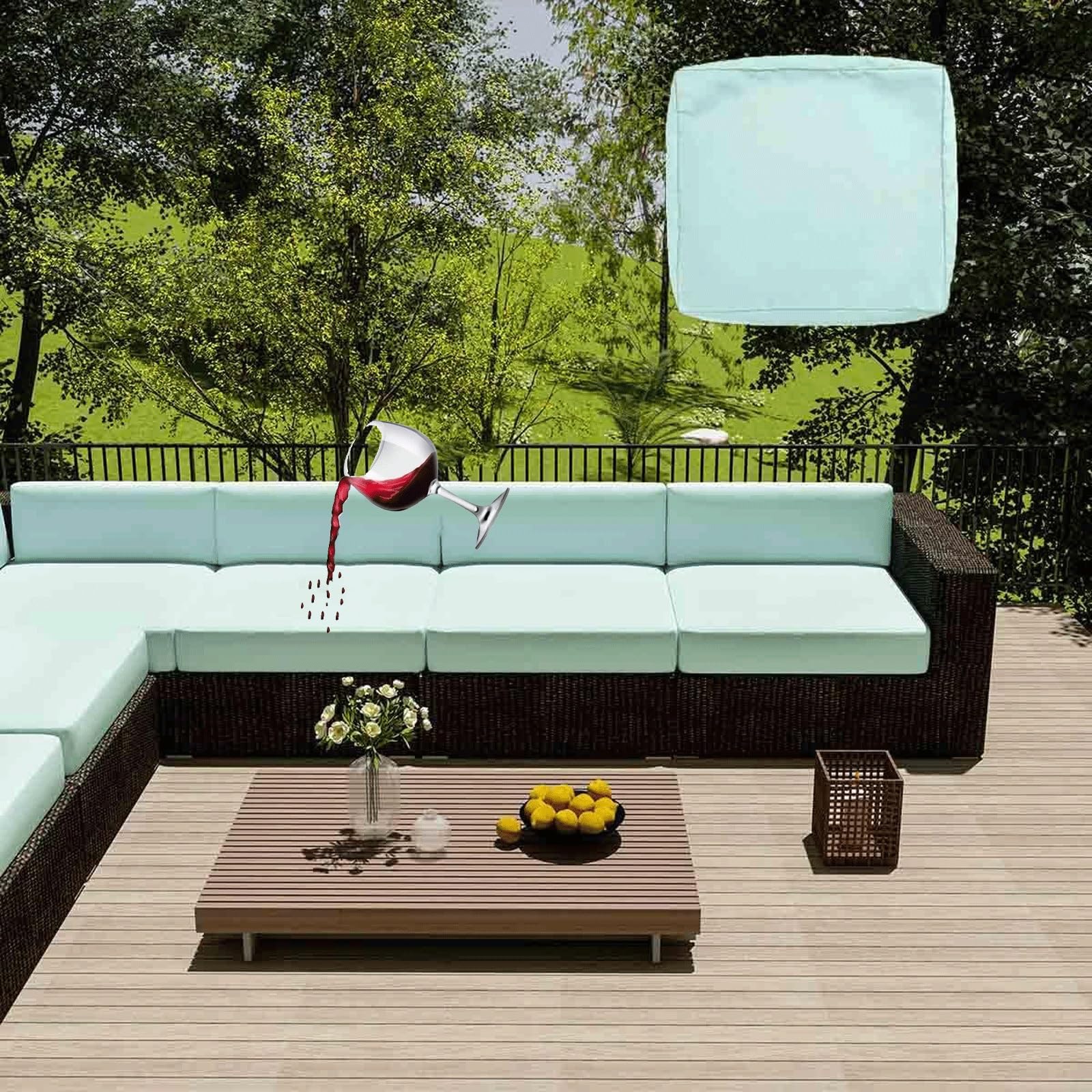 MCNDSI Outdoor Furniture Cushion Covers Waterproof Replacement Garden Chair Cushion Covers Rattan Garden Seat Cushion Covers Waterproof Outdoor Furniture Covers(Color2,50x55x10cm)