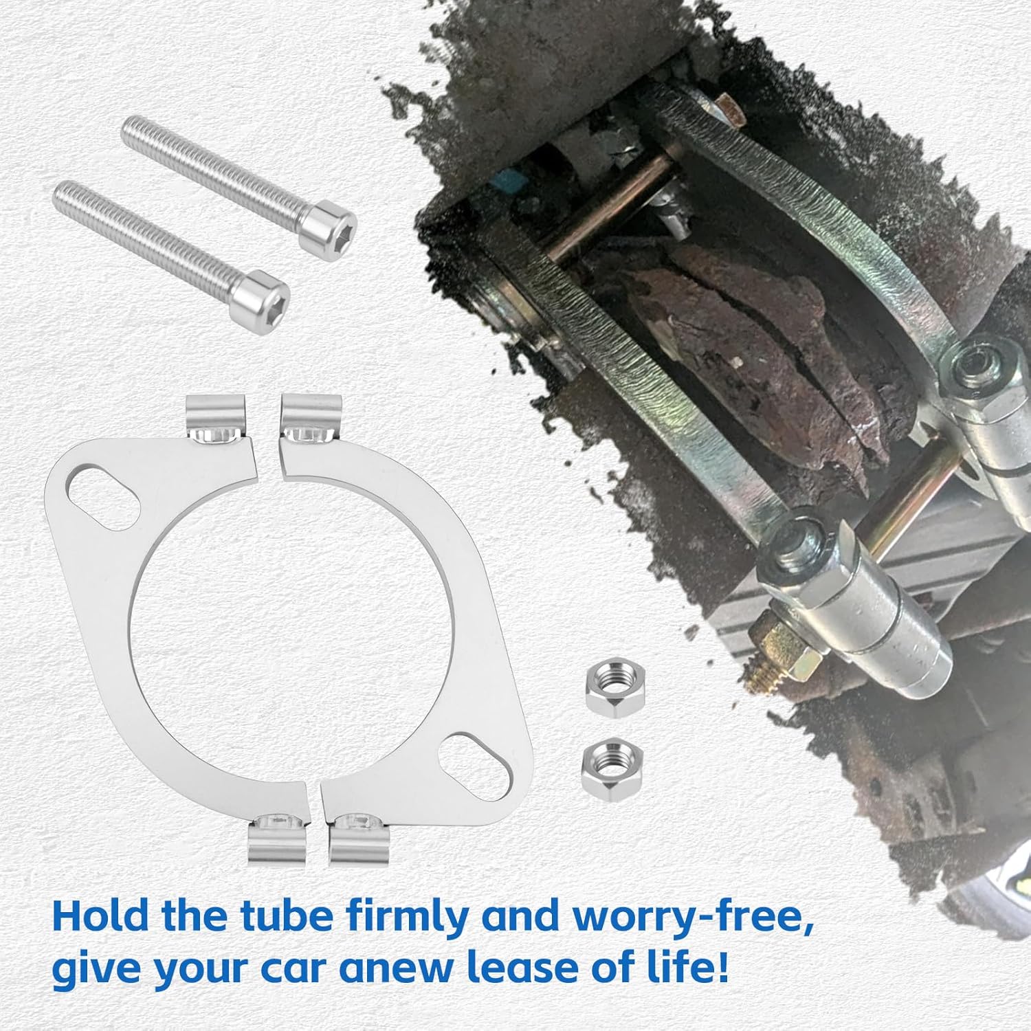 3.5 inch Split Flange Repair Kit,2 Packs Exhaust Flange Flat Split Flange Repair Replacement Kit with 2 Bolts