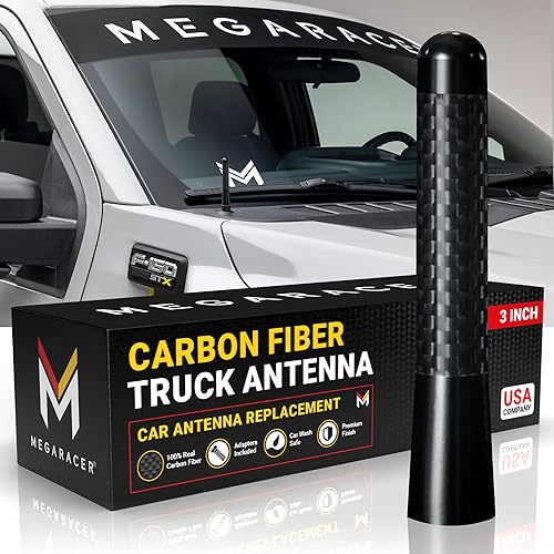 Antena corta de fibra de carbono negra de 3 pulgadas para camión, compatible con F150 Chevy Silverado GMC Sierra Ram 1500 Wrangler Gladiator, seguro