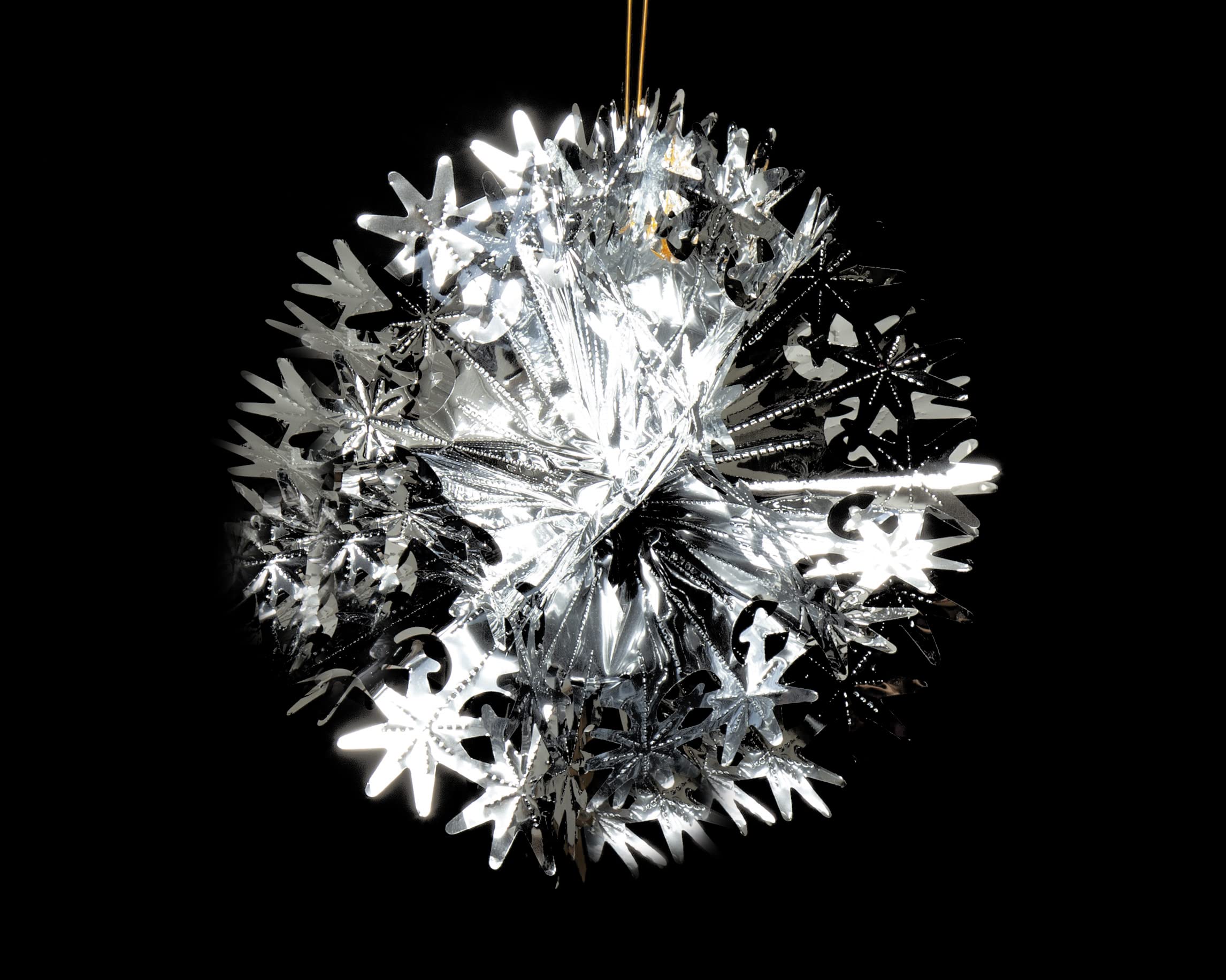 Simply Products Silver Foil Garland Star Ball - Christmas Hanging Decoration Wall Ceiling Xmas Deco (Silver)