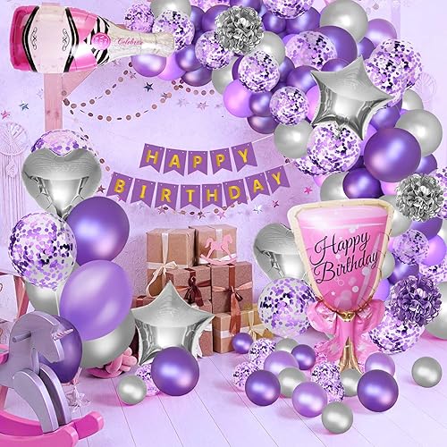 Miniatura 3 de SOMAYO Decoraciones de cumpleaños globos de oro rosa decoraciones de cumpleaños para mujeres y niñas juego de decoraciones de fiesta de oro rosa