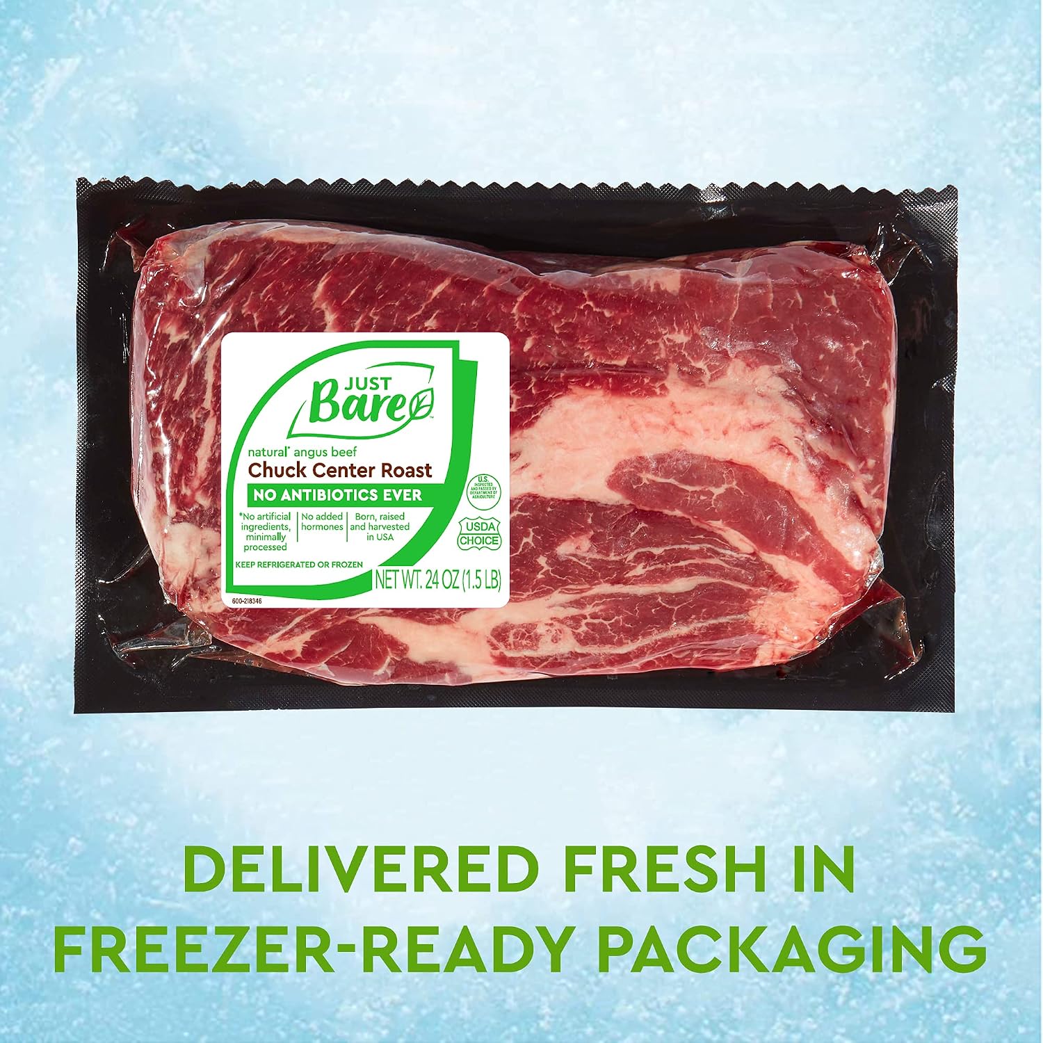 Just Bare® Natural Angus Beef | Chuck Center Roast | 24 oz. | USDA Choice | No Antibiotics Ever