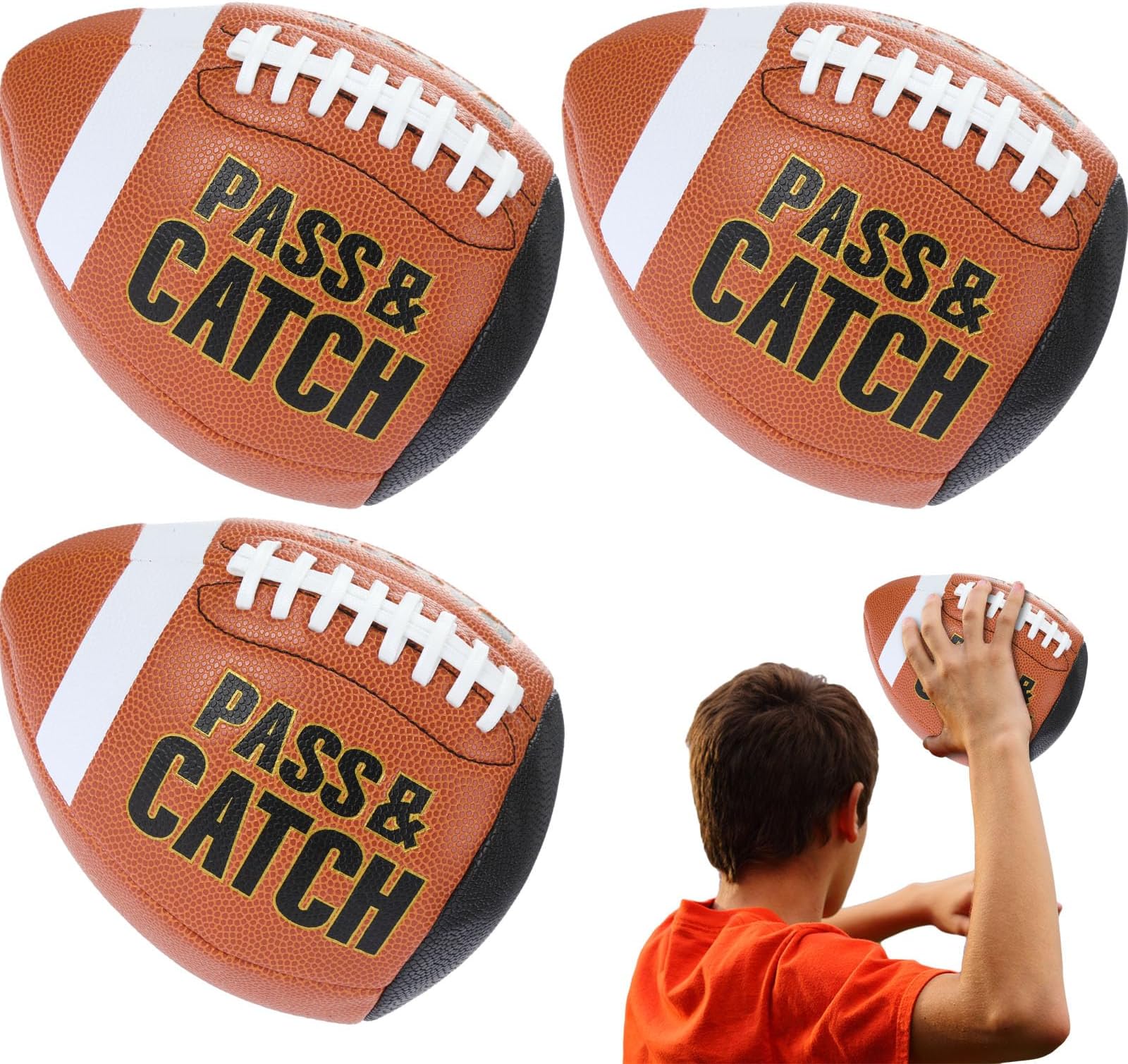 Halloscume3 Pcs Football Youth Composite Football Pass and Catch Composite High School Training Football Training Equipment Ball Handling Shooting Skill Improving Supplies