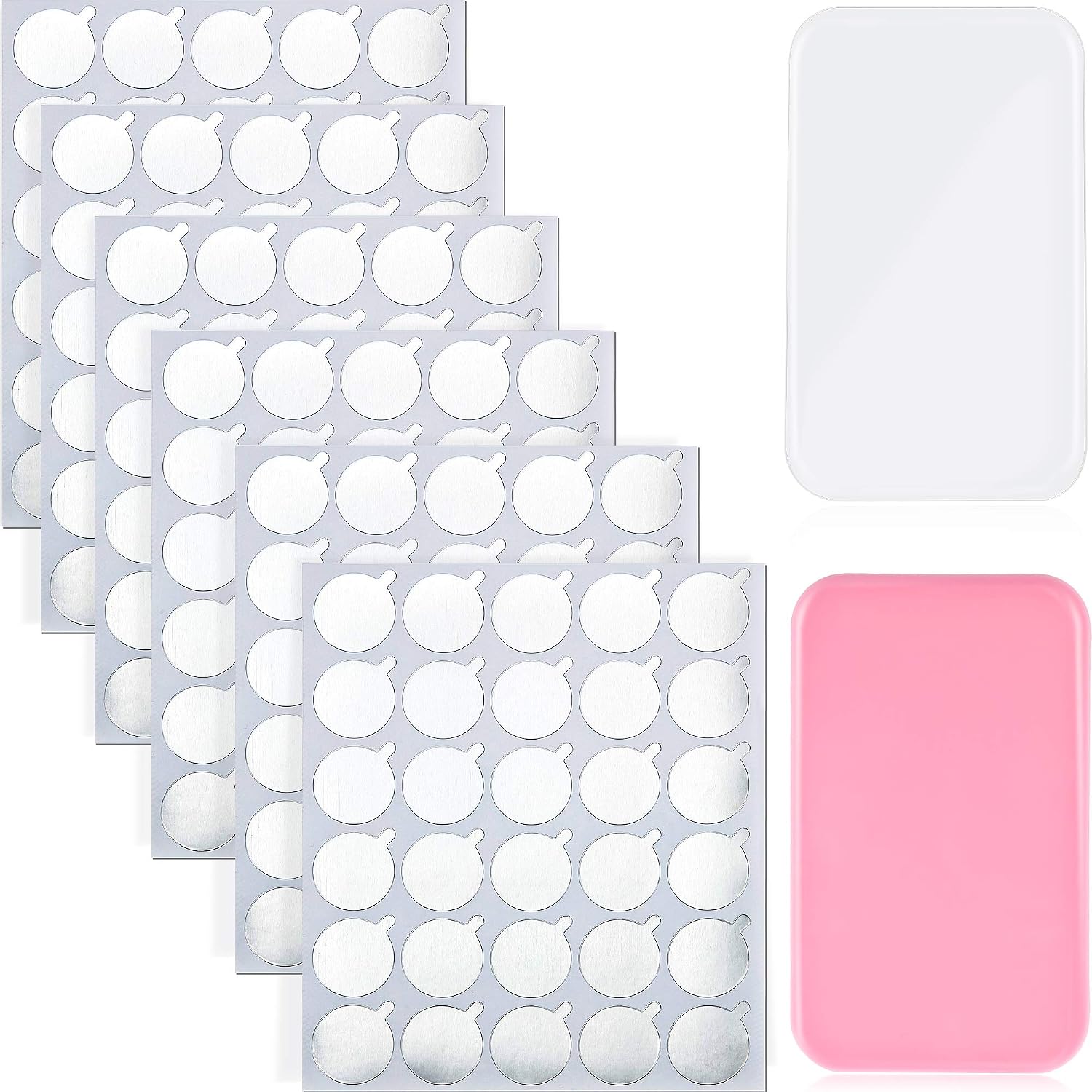 900 Pieces Disposable Eyelash Glue Holder Pallet Eyelash Extension Glue Sticker Pads and 2 pieces Reusable Eyelash Pad Stand for Makeup Tool Supply