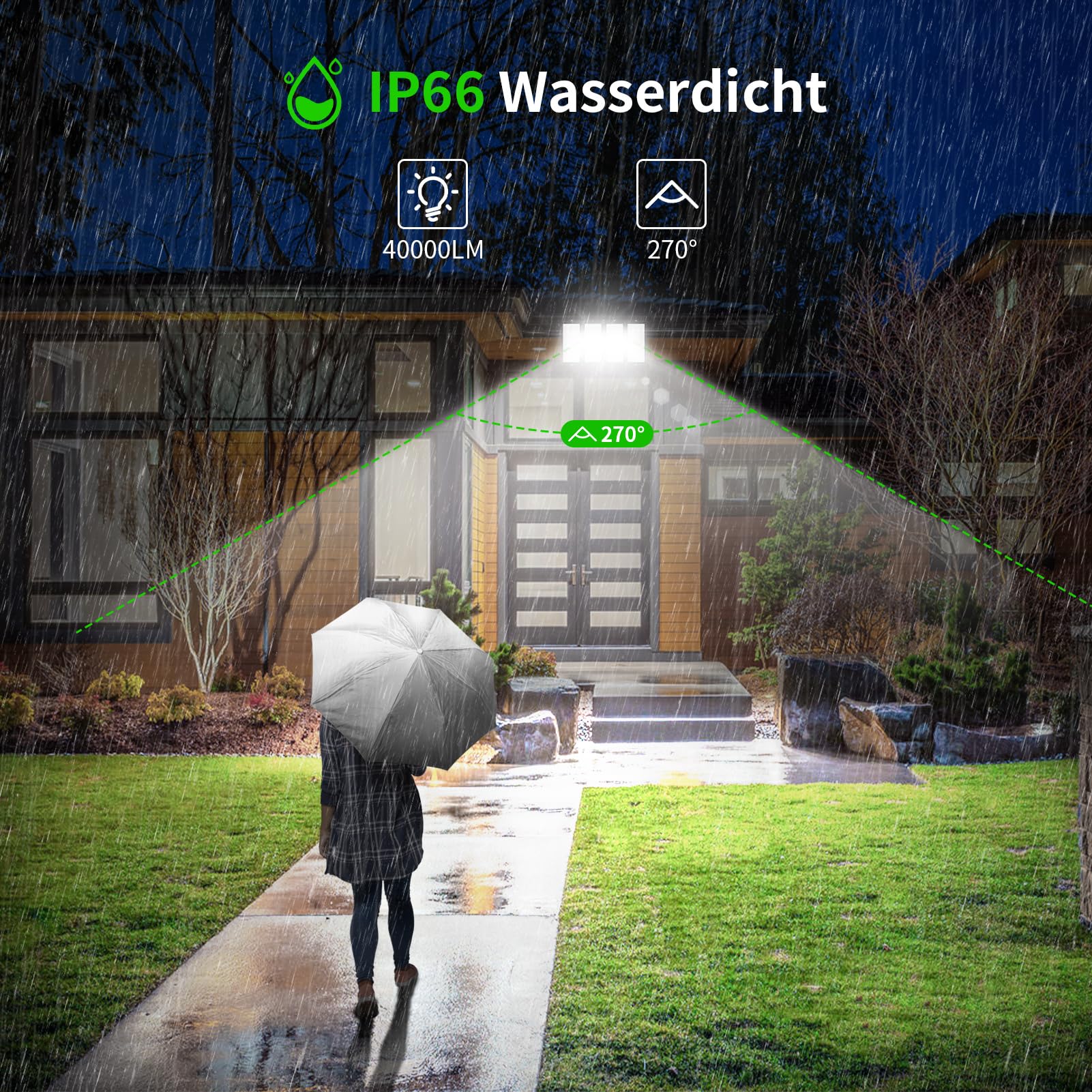 LED Strahler Außen 400W,Superhell 40000LM LED Scheinwerfer,6500K Kaltweiß Fluter Flutlicht Außen,IP66 Wasserdicht Aussenstrahler,Außenstrahler für Garten Garage Terrassen
