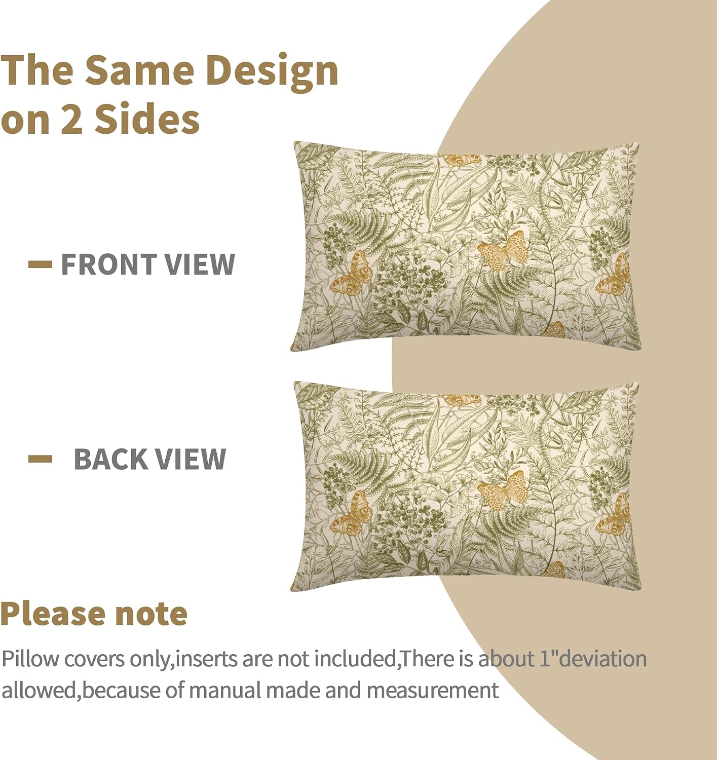Spring Summer Leaf Lumbar Pillow Covers Green Leaves Butterfly Decorative Pillow Cases Vintage Ferns Plant Throw Pillows 12X20 Inch Set of 2 Seasonal Farmhouse Home Decor for Sofa Couch image 4