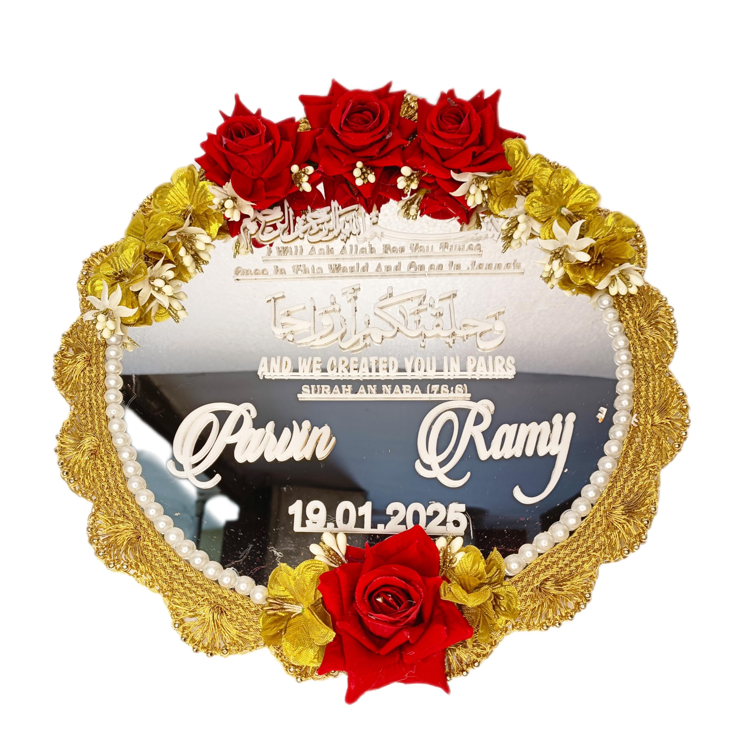 Fancy CUSTOMISED NIKAH Mirror for Bride and Groom NIKAH Wedding Shadi Mubarak Mirror CUSTOMISED Groom and Bride Name-picture-55