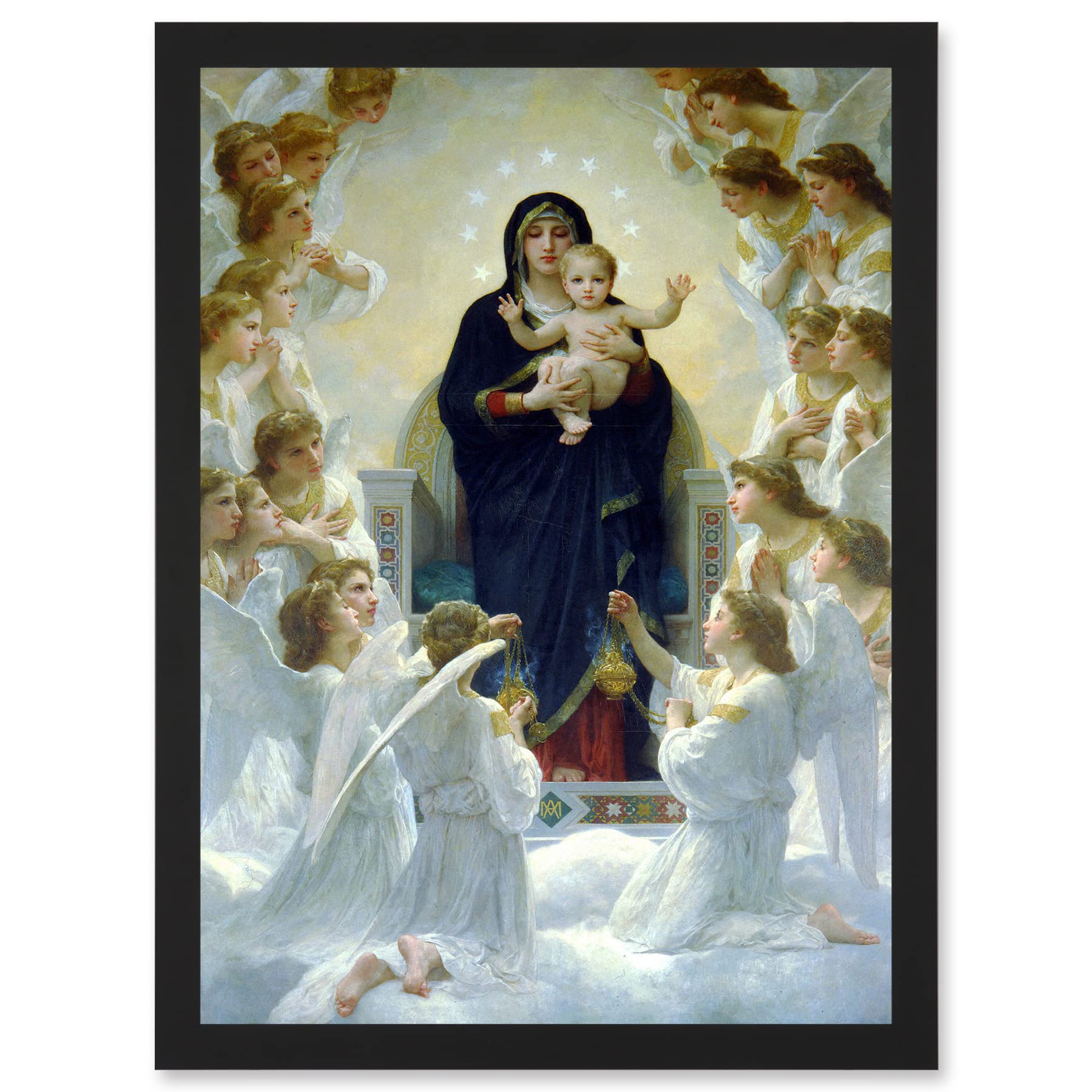 Artery8 William Adolphe Bouguereau Virgin With Angels Old Painting Artwork Framed Wall Art Print A4