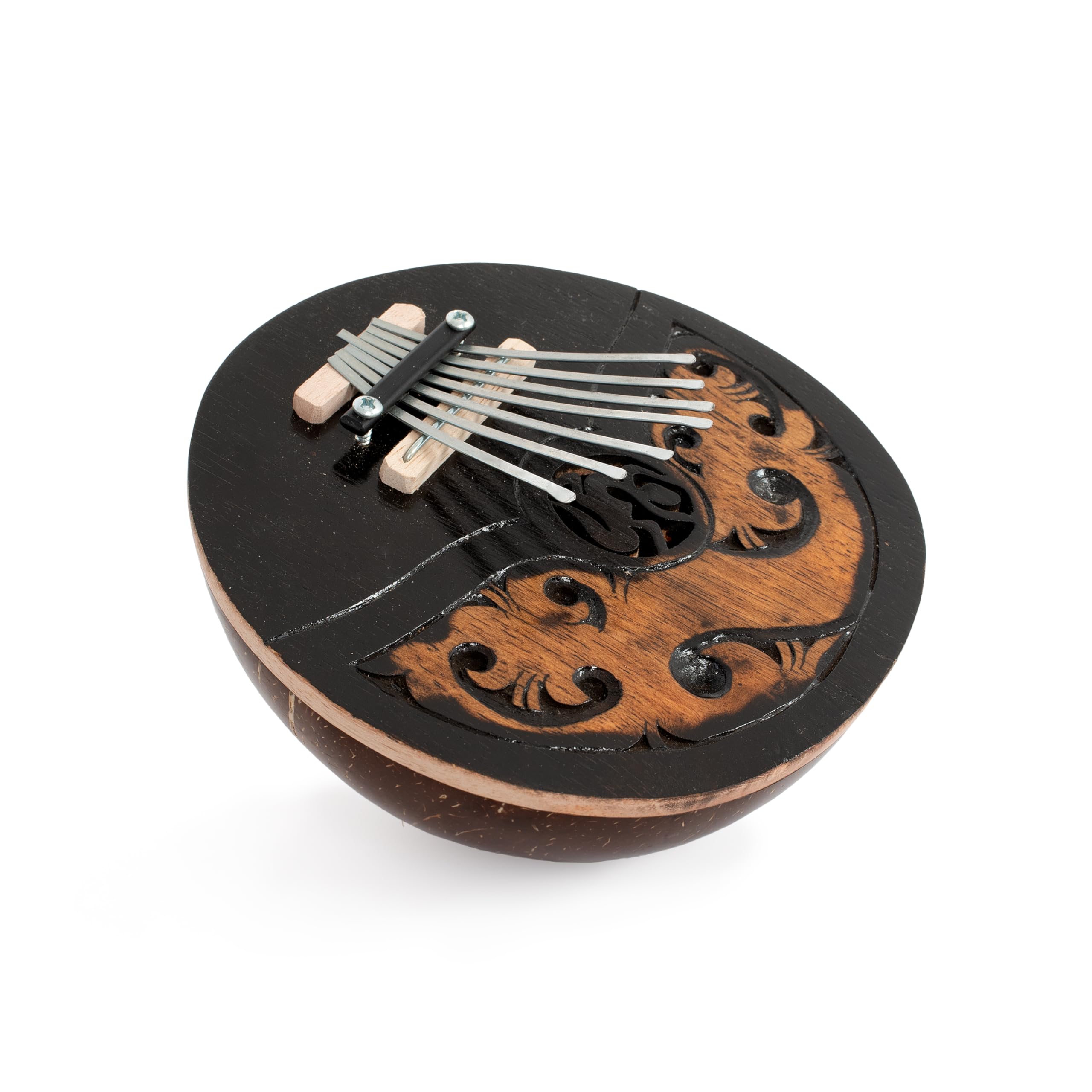 Honestly Made carved coconut thumb piano, Black/Brown