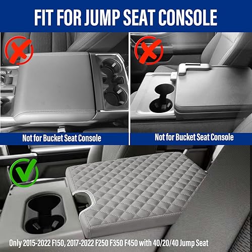 Miniatura 9 de Funda de consola central para Ford 2015-2022 F150, 2017-2022 F250 F350 F450 F550, accesorios interiores de automóvil de piel sintética, funda para