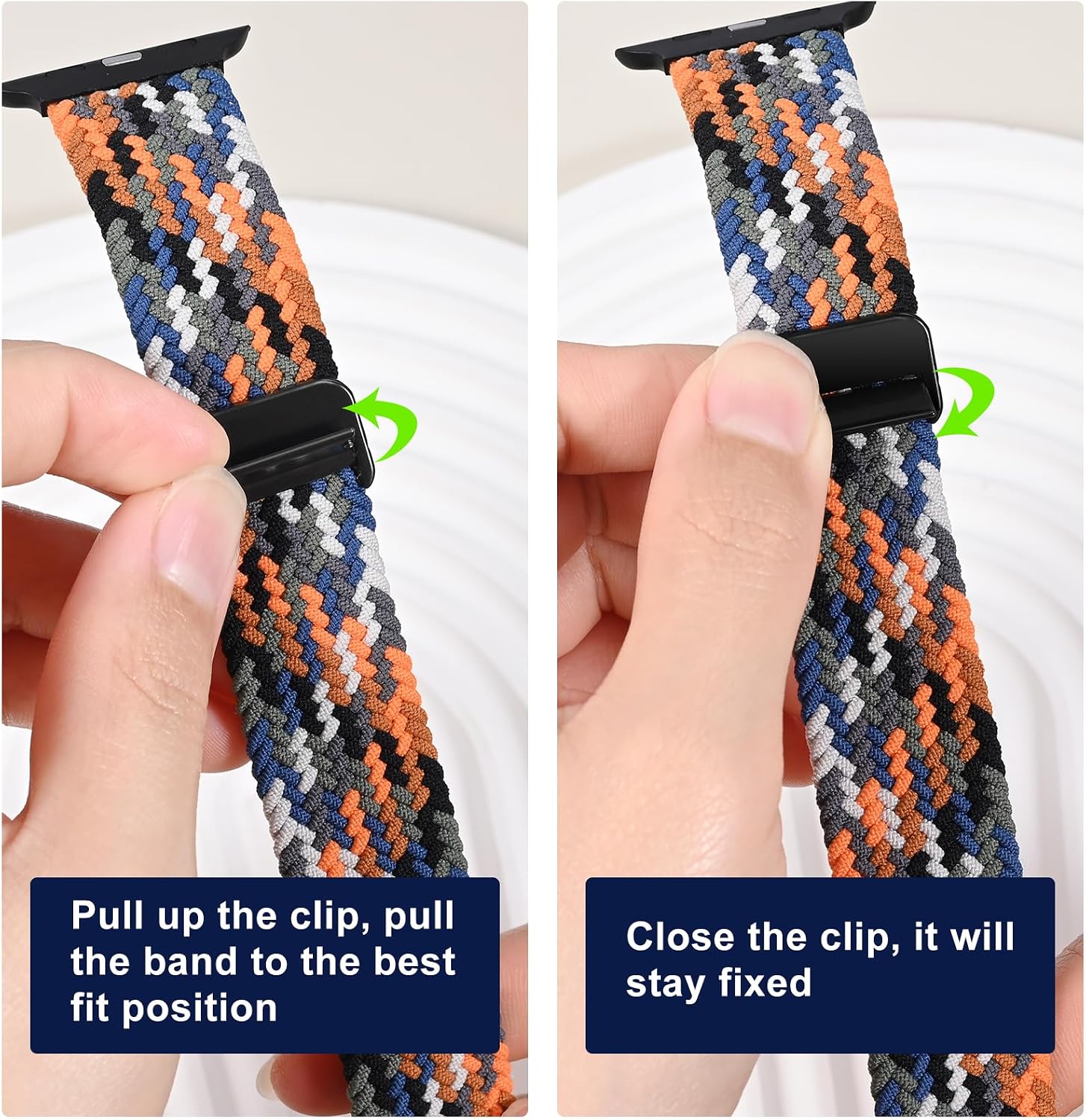 Magnetic Braided Solo Loop Band Compatible with Apple Watch Series 10 9 8 7 6 5 4 3 2 1 38/40/41/42/44/45/49mm for Women Men, Stretchy Nylon Elastic Sport Strap for iWatch SE/Ultra 1&2 image 2