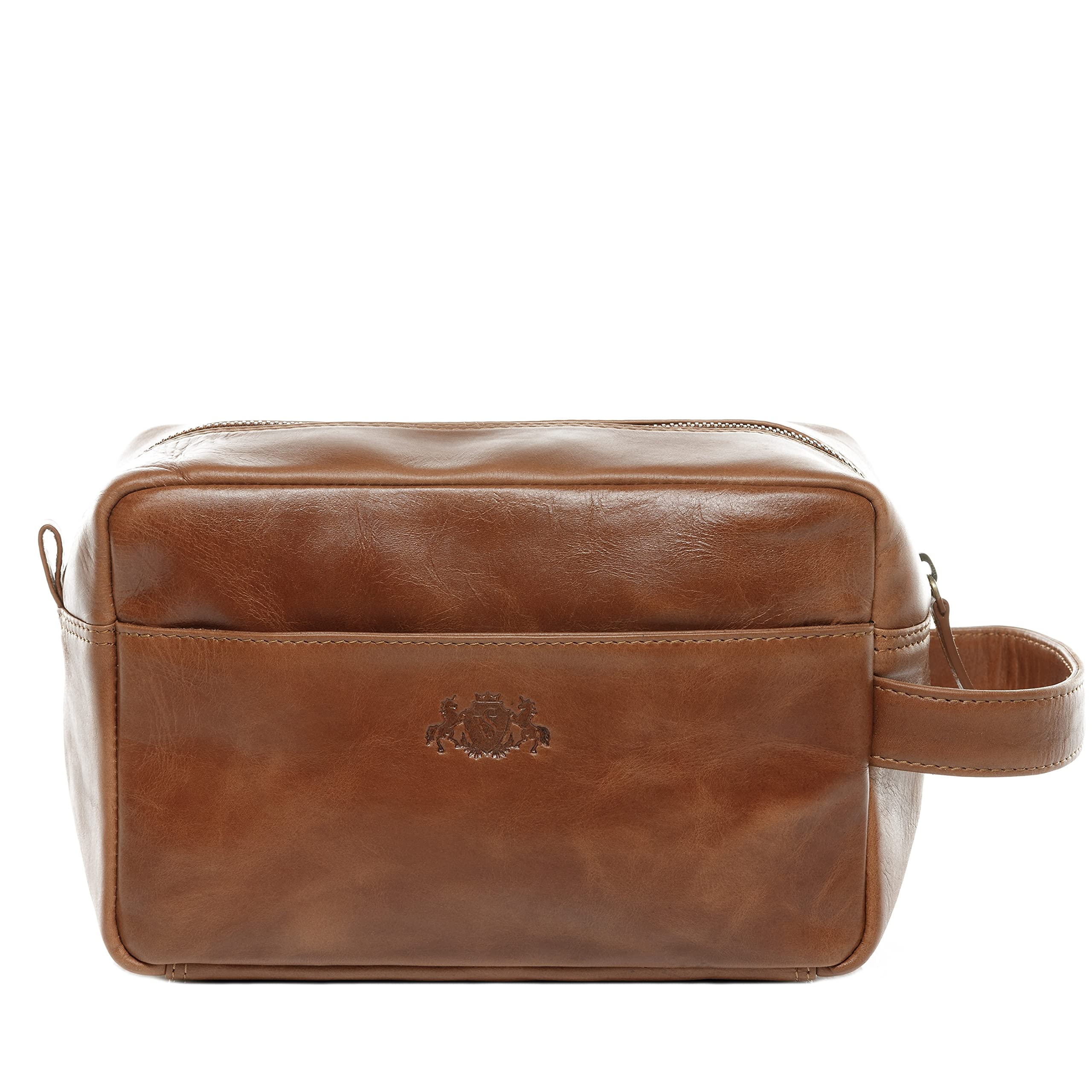 SID & VAIN Neceser Hombre Grande Cuero I Neceseres de Viaje I Bolsa de Aseo Simon marrón Hecho a Mano
