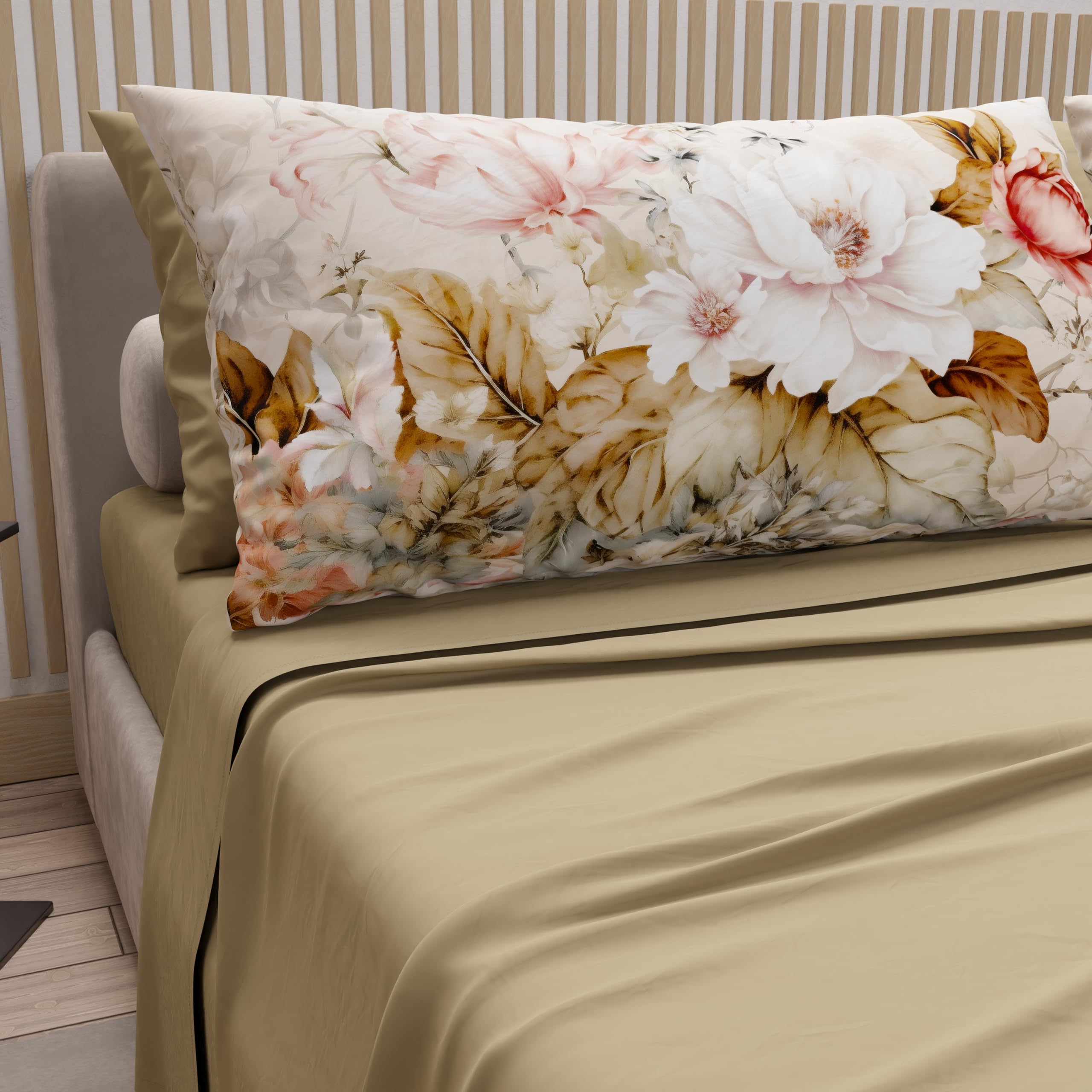 PETTI Artigiani Italiani - Cotton Sheets with Pillowcases in Digital Print, Pizza and a Half Bed Sheet, Vintage Flower, 100% Made in Italy
