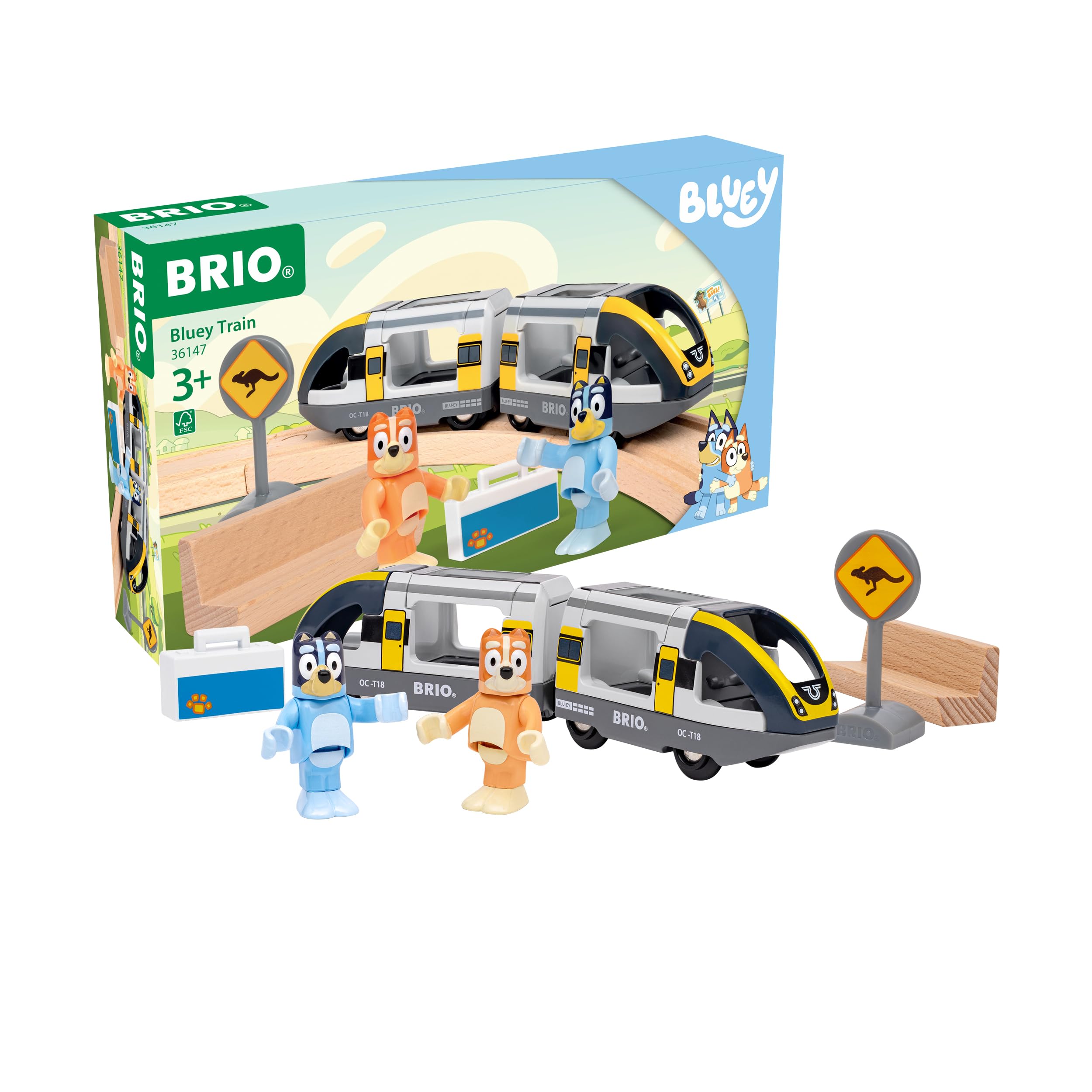Ravensburger BRIO World - 36147 Bluey Train | Toy Train Playset for Kids Aged 3 Years Up