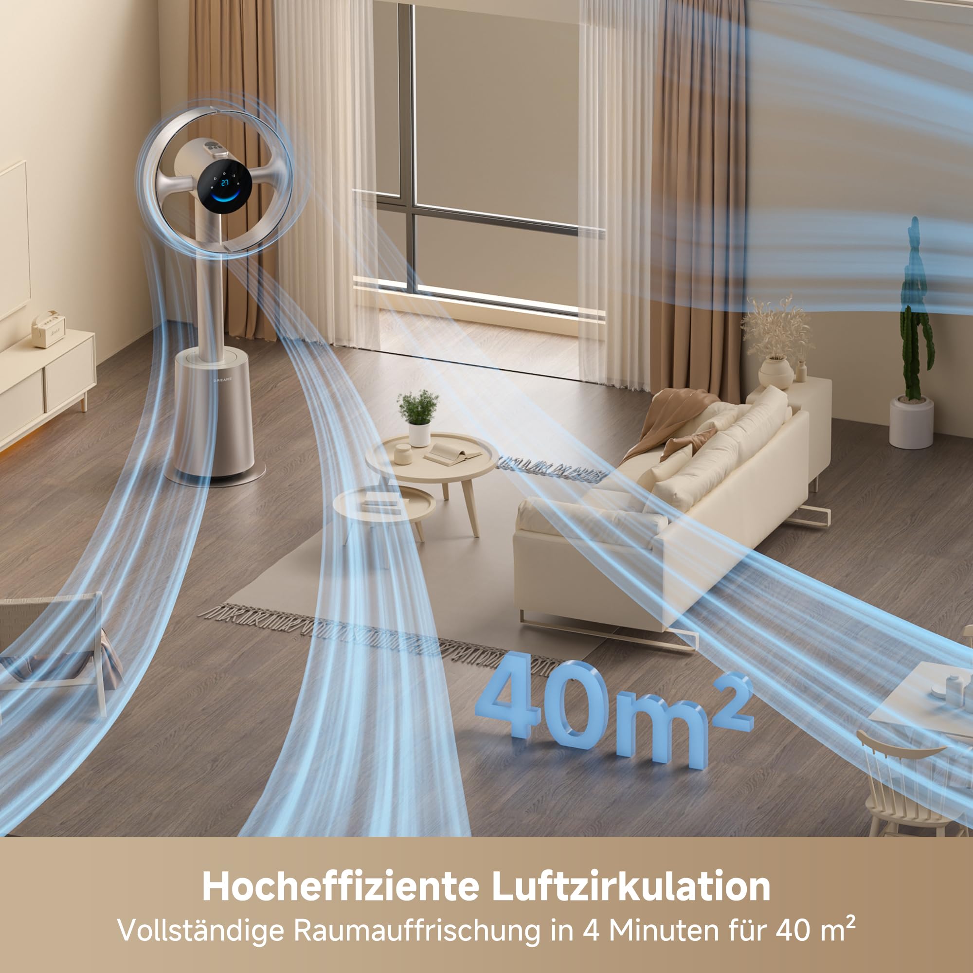 dreame MF10 Der flügellose Ventilator mit 270°-Raumluftstrom für die Zirkulation im gesamten Raum, temperaturadaptiver Luftstrom, intelligenter Windstrom, waschbarer Filter