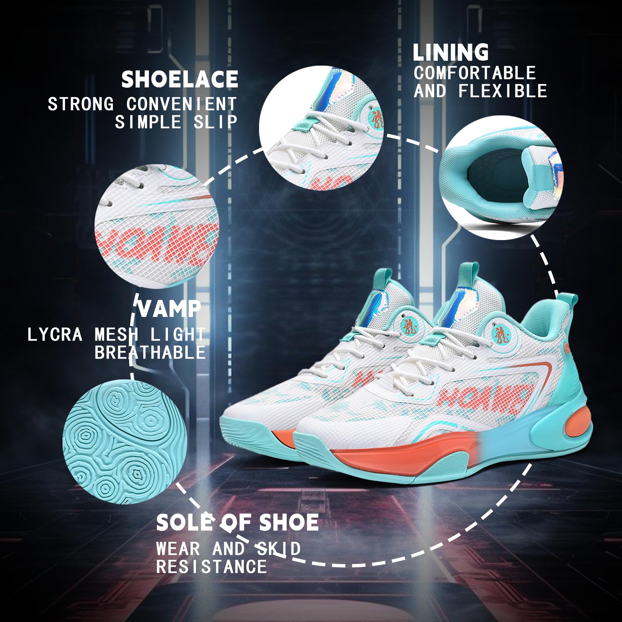 Zapatillas de Baloncesto de caña Alta con Degradado for Hombre: Malla Transpirable y Soporte Acolchado
