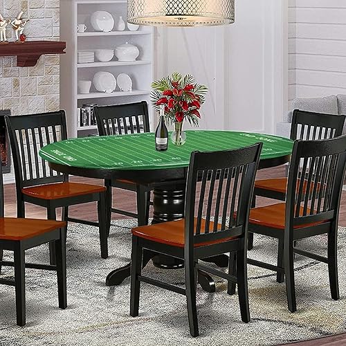 Miniatura 9 de Mantel ajustable ovalado de poliéster con bordes elásticos de fútbol, protector de mesa ajustable con puntaje de campo de fútbol americano, se
