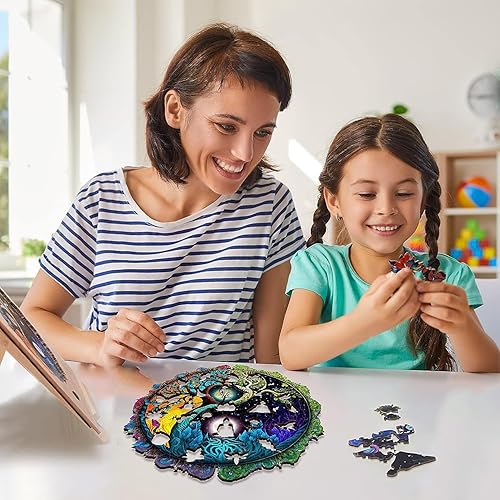 Miniatura 7 de Rompecabezas de madera con forma única de árbol avanzado para adultos, rompecabezas de madera desafiante de madera con forma única, rompecabezas de