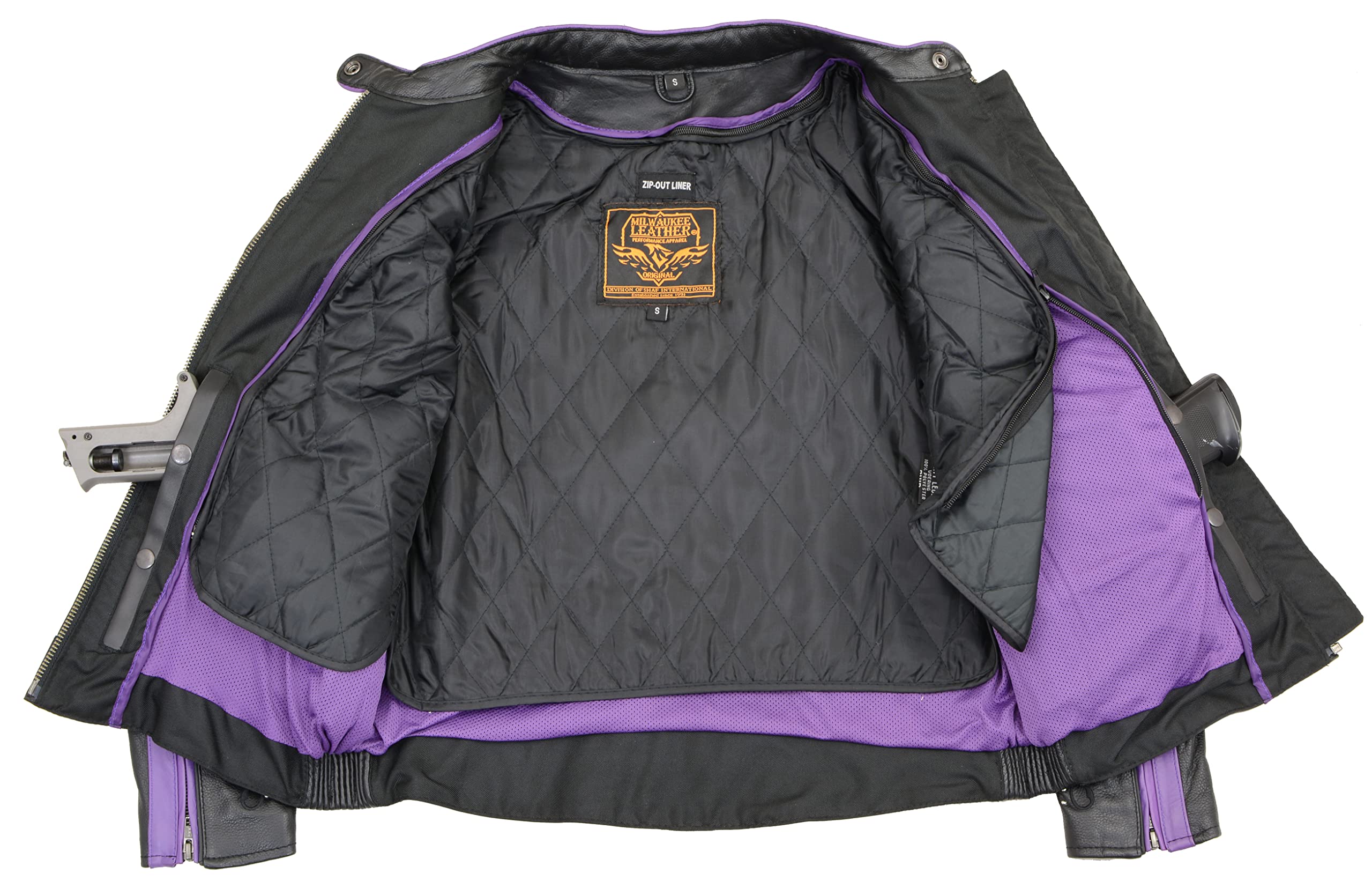 Milwaukee Leather ML1952 Womens Black Embroidered Wing and Stud Design Leather Scooter Jacket — view 4