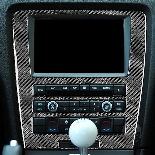 Miniatura 5 de NVCNX Real Premium - Adhesivo de fibra de carbono para salpicadero de automóvil, radio, CD, CA, cubierta de panel de CA, compatible con Ford Mustang