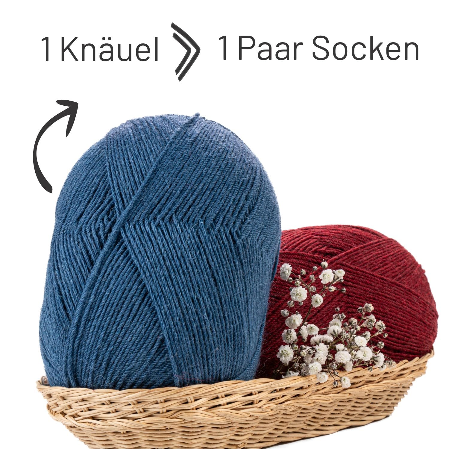 HANSA-FARM |alpacare 75% waschbare Baby Alpaka Socks 224g Set (2 x 112g) Sockenwolle kratzfreie Wolle zum Stricken & Häkeln - CF245 Jeansblau