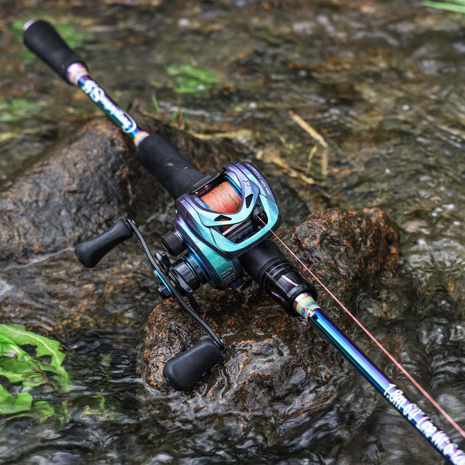 Sougayilang Spinning Angel Combo, 2-teilige Bunte tragbare leichte Angelrute mit super glatter Angelrolle für Süßwasser und Salzwasser