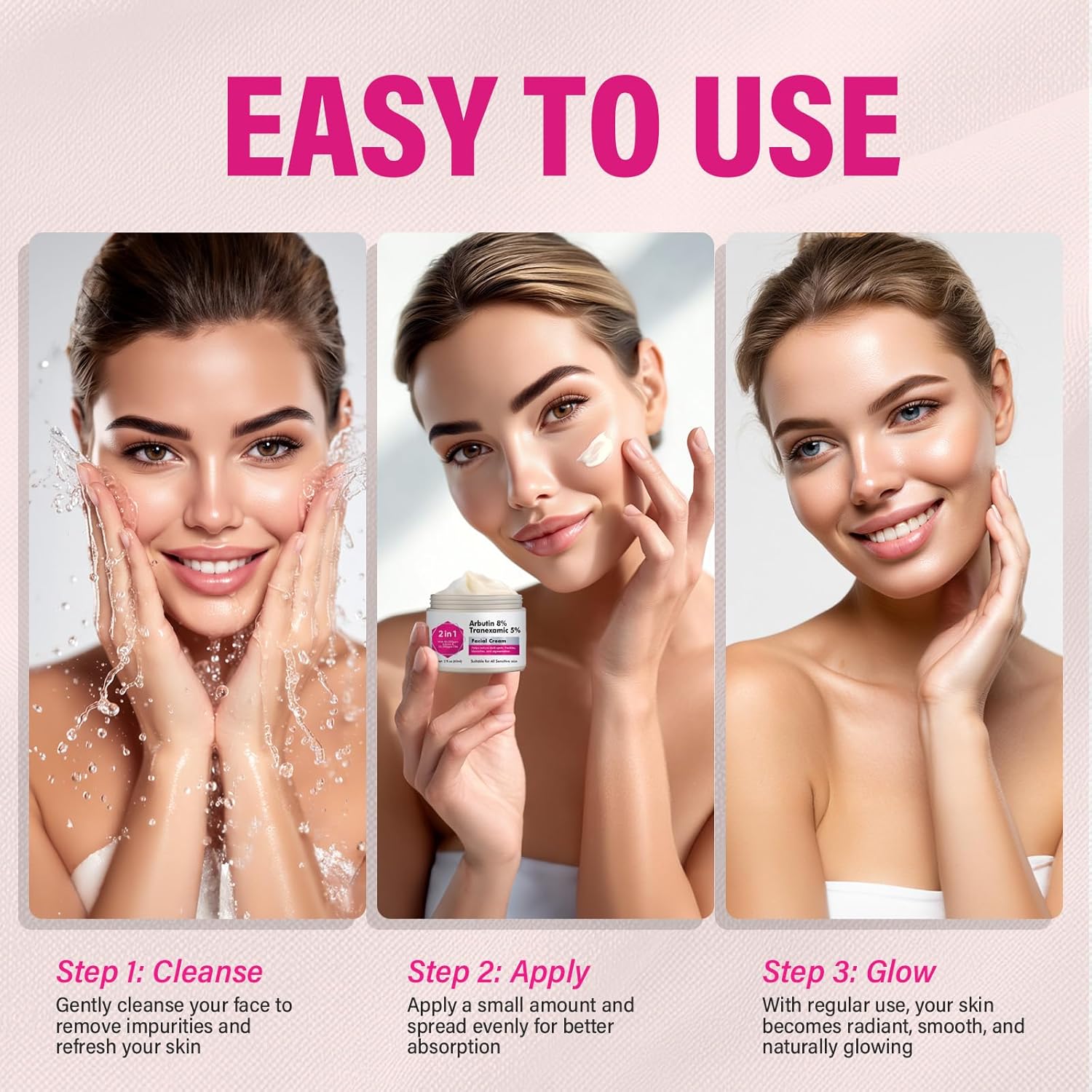 Arbutin 8% + Tranexamîc Acid 5% Cream 2 IN 1, 80,000ppm Arbutin, 50,000ppm TXA, Facial Cream for Dark Spots, Freckle, Blemishes & Pigmentation, Safe for Sensitive Skin, 2 fl.oz - Image 8