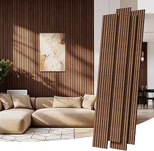 RITOLLO Wood Wall Panels, 4 Pack, Walnut