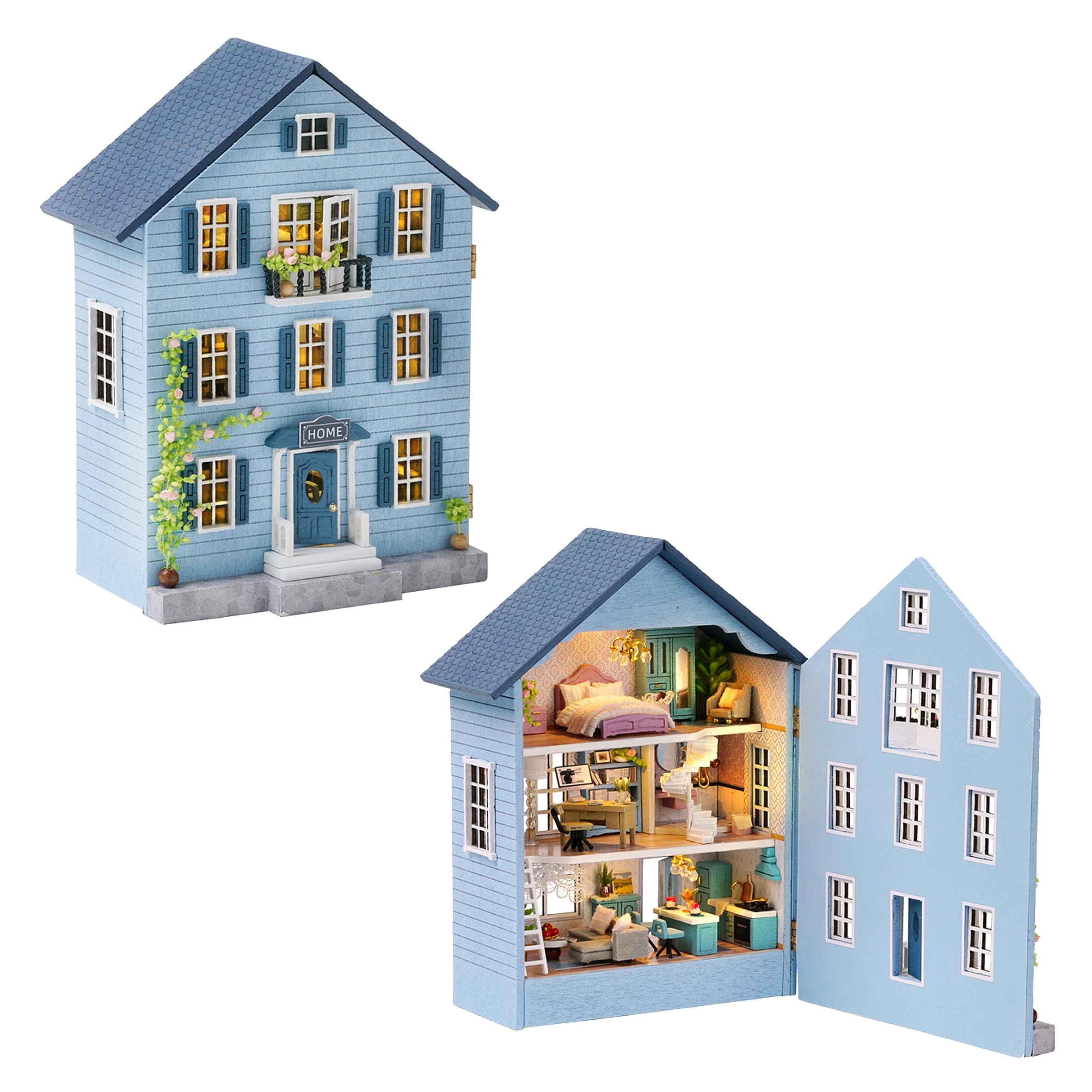 Amazon | CUTEROOM木製ドールハウス キット手 作りミニチュアハウス