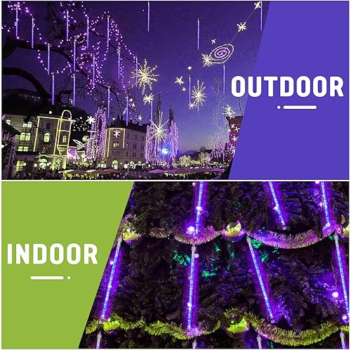 Miniatura 5 de Rivokeer 240 luces LED de lluvia de meteoritos 10 tubos de 12 pulgadas118in luz de Navidad de caída de carámbanos luces de cascada impermeables para
