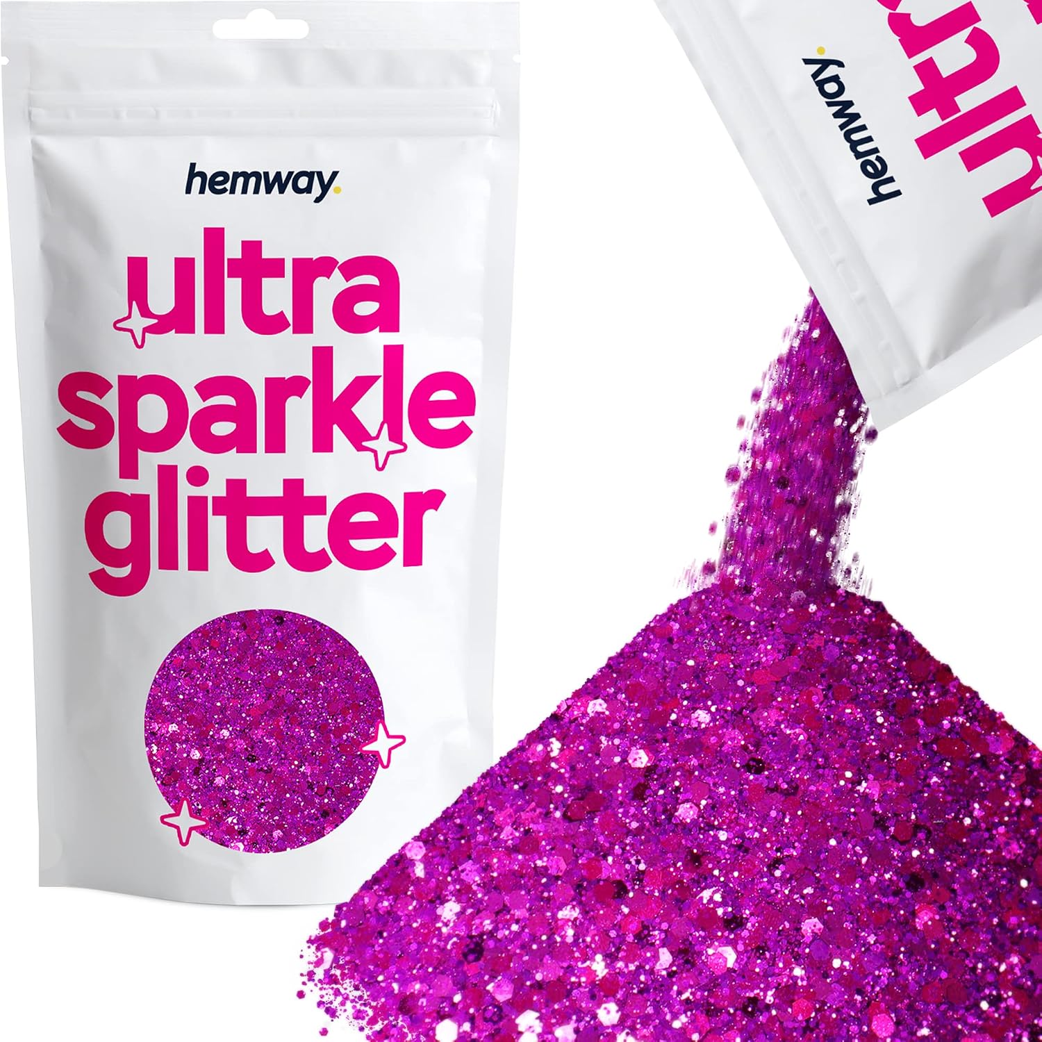 Hemway Ultra Sparkle Glitter Rose Pink 100g Multi Size, 100g / 3.5oz