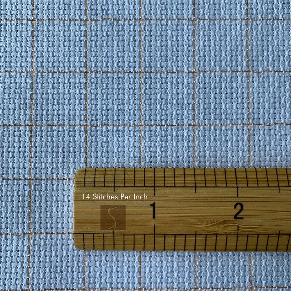 Liphontcta 14CT Cross Stitch Fabric Easy Count Thread Grid Aida Cloth Needlepoints Woven Fabric, White, 59inch W x 39inch L