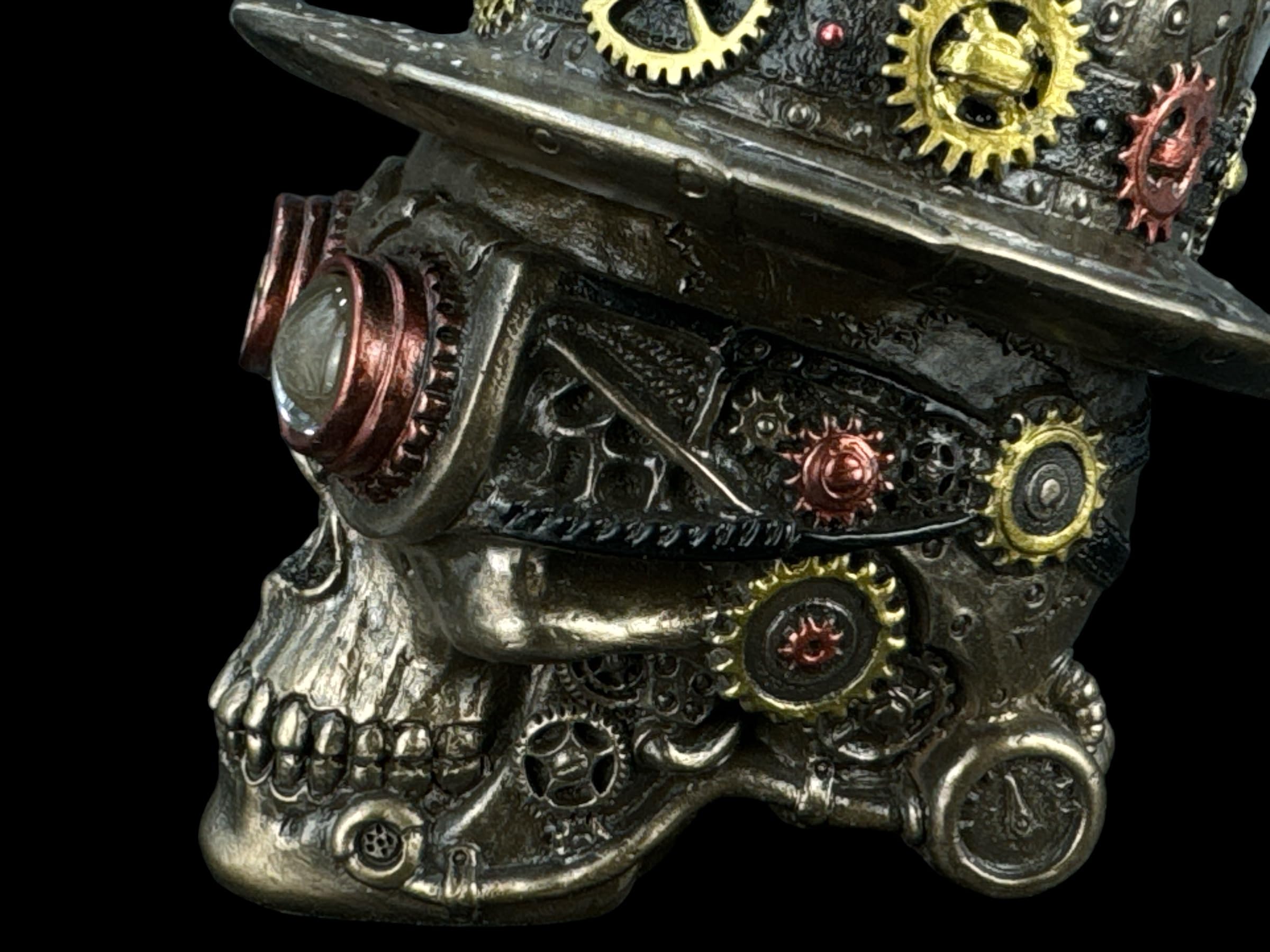 57 SPECIAL REPLICAS Statua Decorativa da Interno - Scultura in stile steampunk con teschio e cappello a cilindro - Scultura Moderna Design
