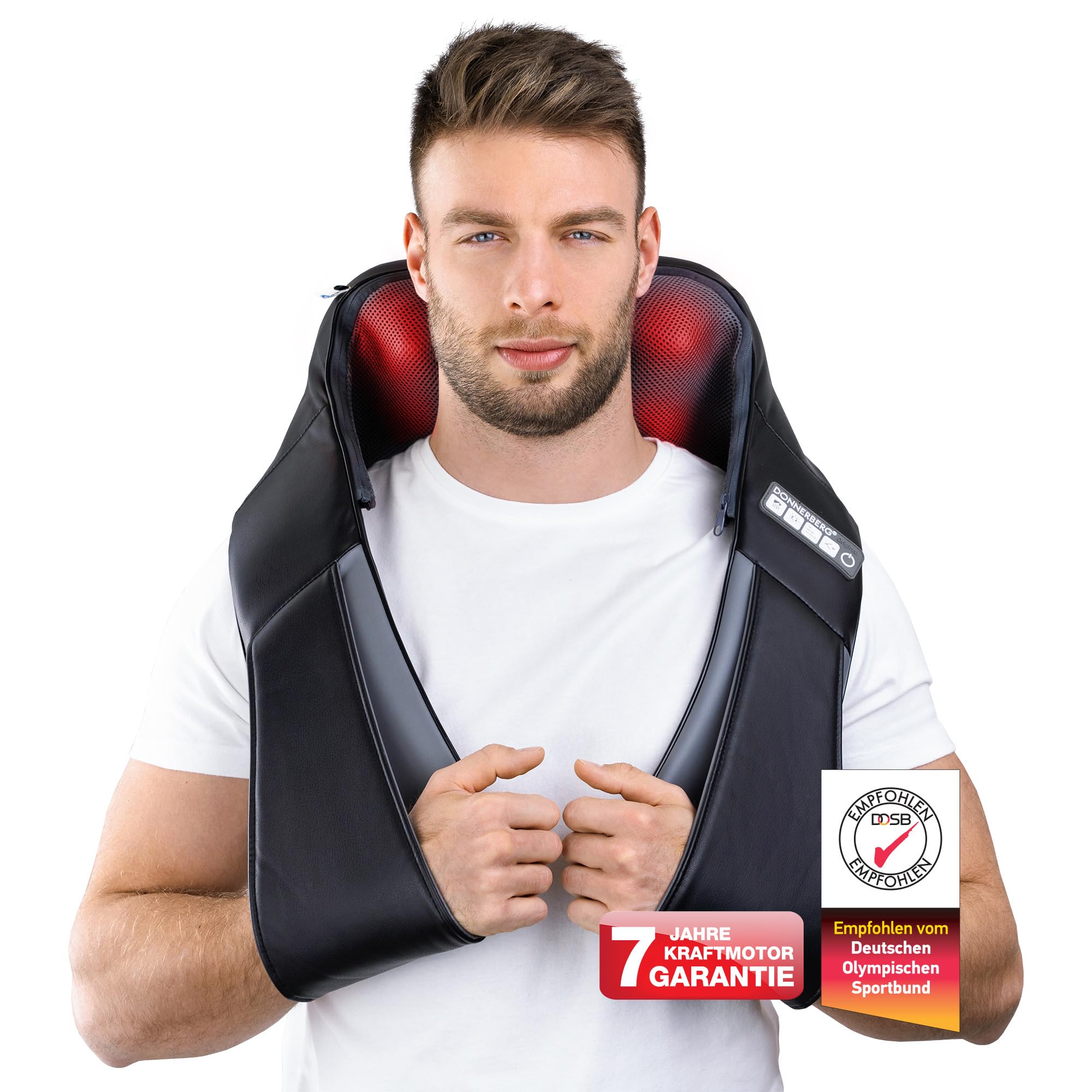 DONNERBERG® Klopfy Entspannung für Ihren Rücken Shiatsu und Klopfmassage Nackenmassagegerät mit Wärmefunktion 7 Jahre Kraftmotor Garantie TÜV Süd geprüft