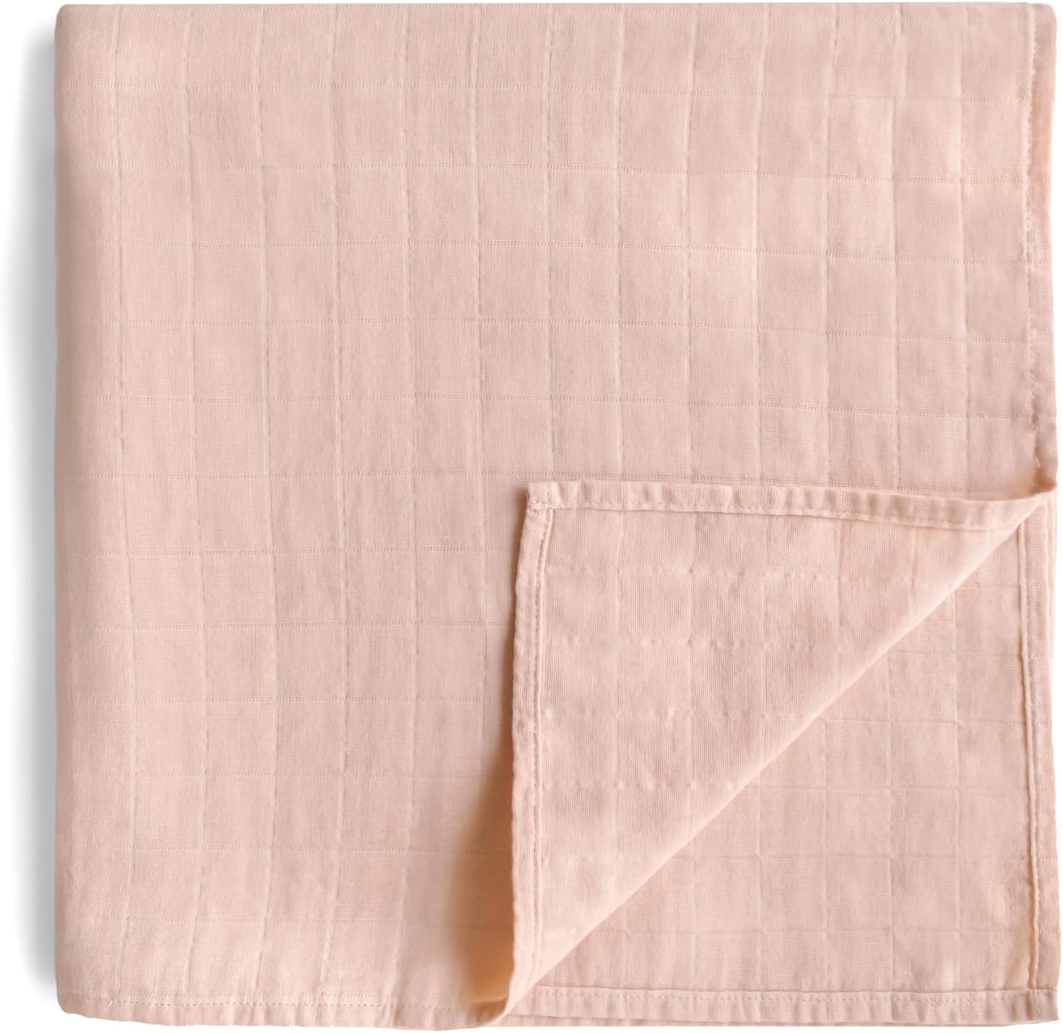 mushie Muslin Baby Swaddle Blanket | 100% Organic Cotton (Blush)