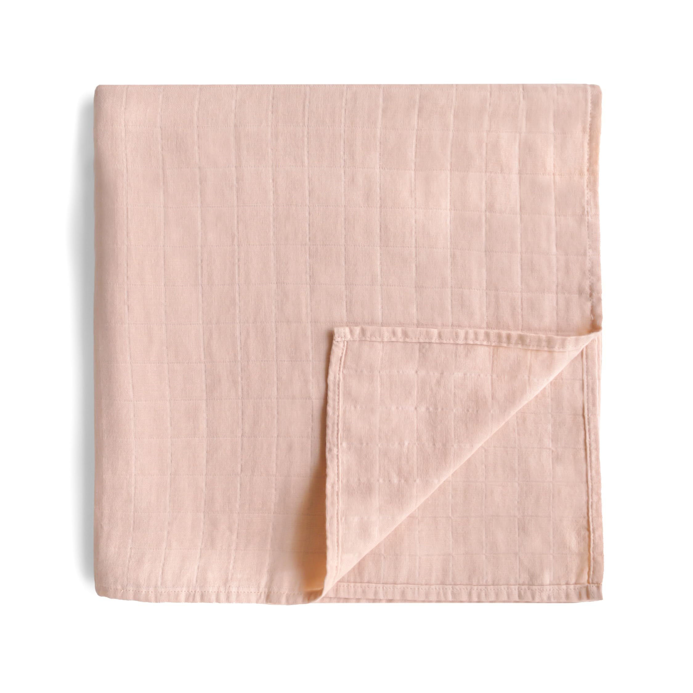 mushie Muslin Baby Swaddle Blanket | 100% Organic Cotton (Blush)