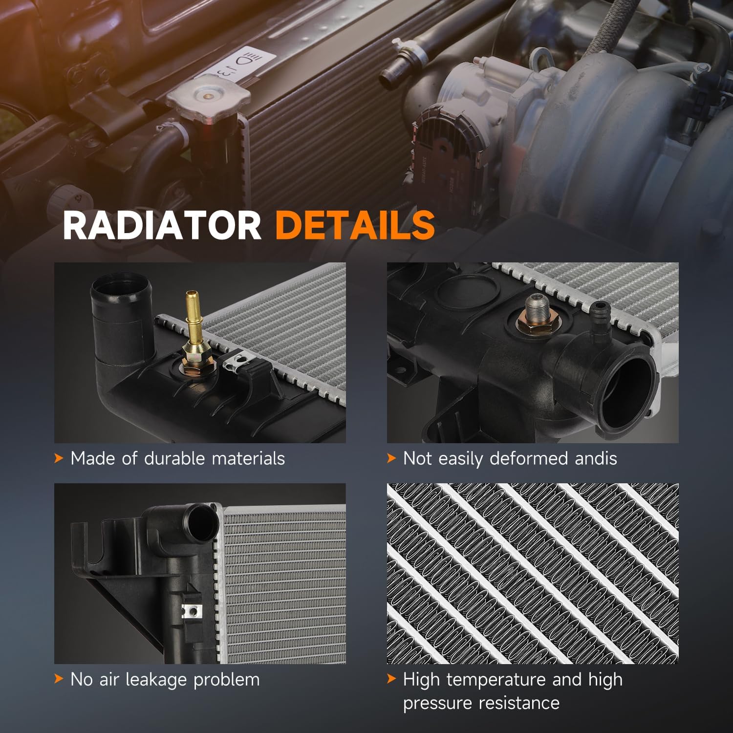 OCPTY Core Radiator Plastic Aluminum Radiator Compatible for 1994-2001 for Dodge for Ram 1500 1994-2001 for Dodge for Ram 2500 1994-2001 for Dodge for Ram 3500 1995-1996 for Dodge for Ram 4000 1552