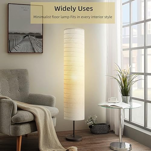 Miniatura 2 de Modern Floor Lamp, Dimmable 3 Levels Brightness Paper Tall Lamp Standing Lamps with Lampshade, 55'' Minimalist Floor Lamps for Office, Kids Room,