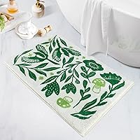 Vista 16 de SHIYUE Alfombras verdes de baño, tapetes de piso de microfibra suaves y esponjosos para baño, antideslizantes e impermeables en el reverso, tapete