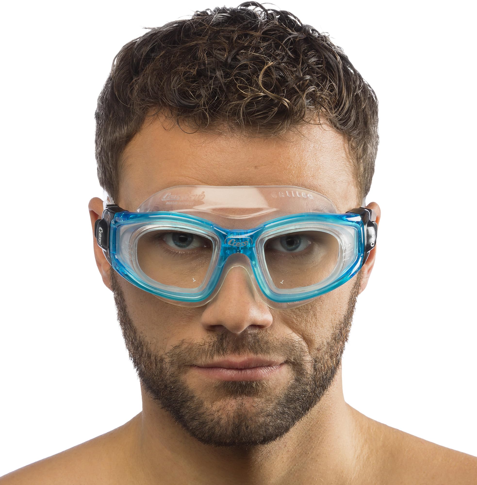 CRESSI Galileo Goggles T/Glass - Lunettes de Natation Adultes avec Verre Trempé Anti Brouillard 100% Anti UV, Taille Unique