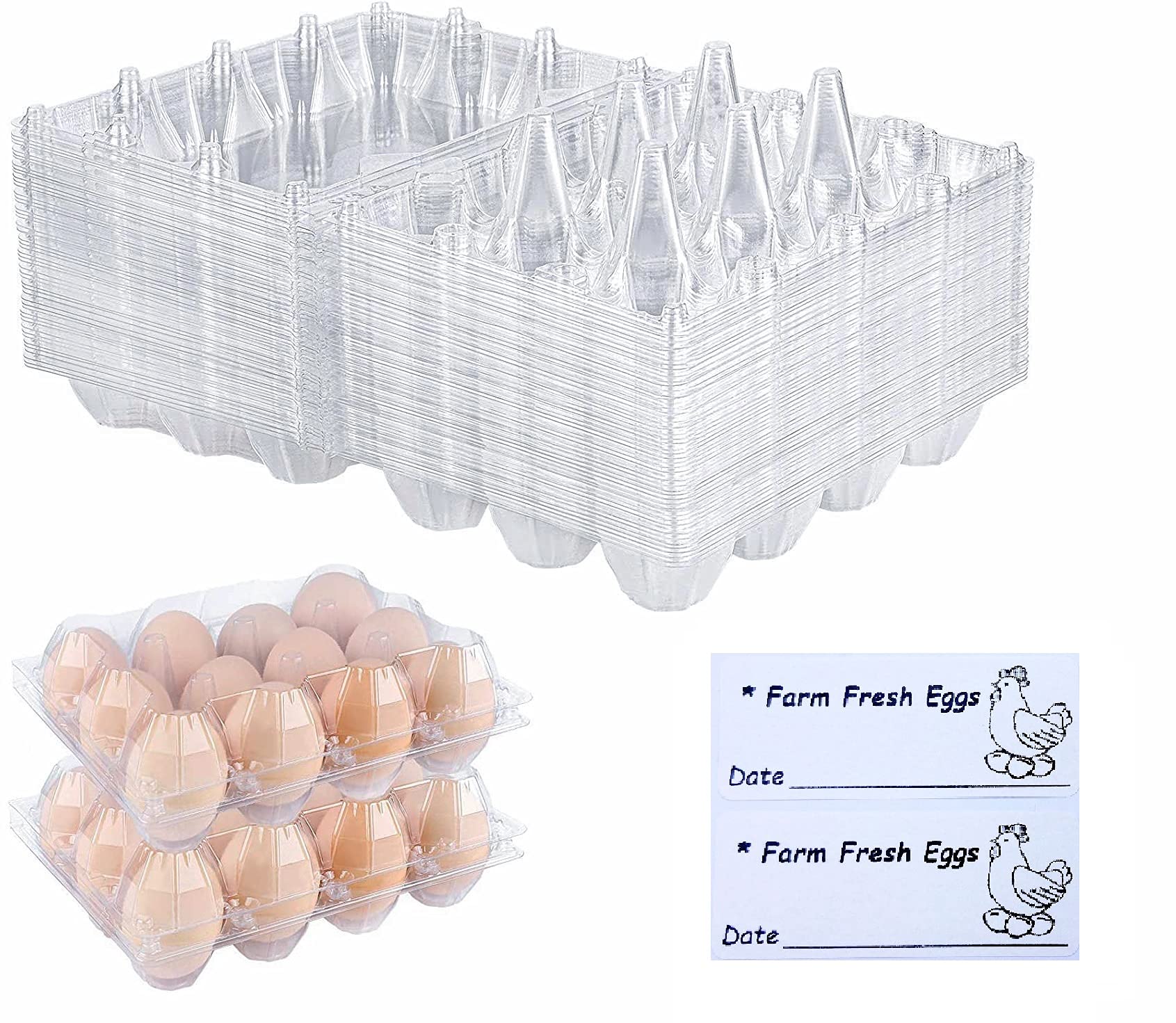 Buy ZZBETY 20 Pack of Egg Cartons, Clear Plastic EcoFriendly Egg