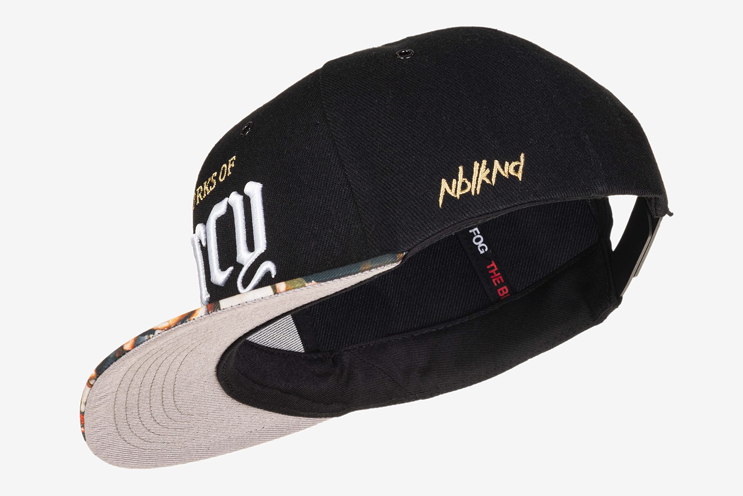 Nebelkind Snapback-Cap-Herren Damen Mercy Gemälde schwarz, Einheitsgröße OneSize, Größenverstellbar, Unisex, hochwertige Basecap trendig, Streetwear Style, Baseball-Kappe mit geradem Schirm, Retro