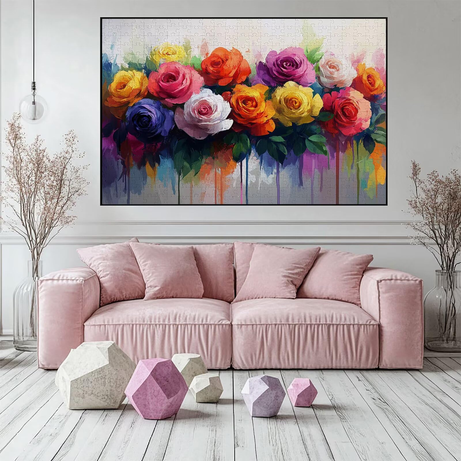 Puzzle 4000 elementów różowe puzzle dla dorosłych kwiaty 141x87cm Unikalne rzemiosło klasyczne 3D drewniana układanka do rodzinnych gier aktywnych, układanka do samodzielnego wykonania nawet do