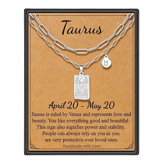 STORUP Zodiac Layered Necklaces for Women, Retro 12 Constellation Pendant Necklace for Women Tarot Card Necklace Jewelry Mothers Day Birthday Gift for Her