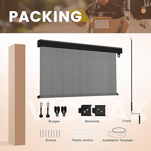 Miniatura 6 de VICLLAX - Persiana enrollable de alta calidad para exteriores, persianas sin cordón para patio con cenefa de aluminio y protección solar del 95%