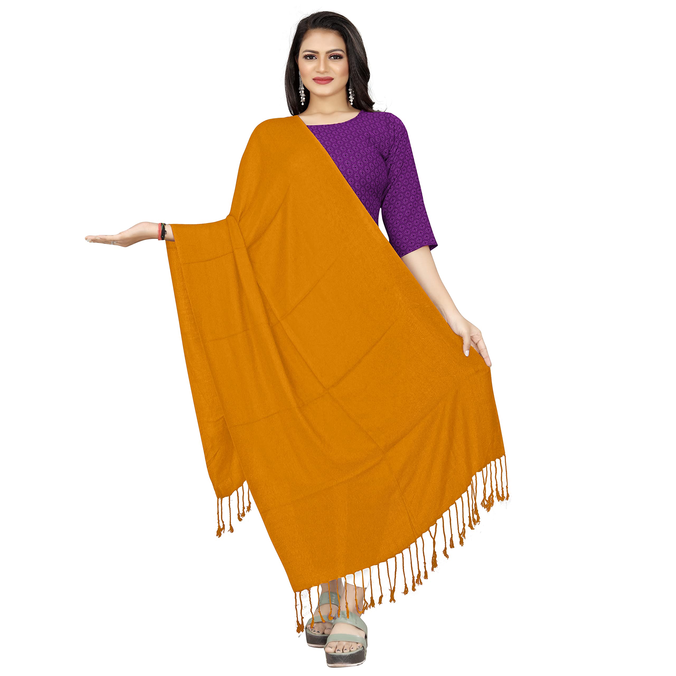 EBADATWomen's Casual Solid Viscose Fancy Soft & Skin-Friendly Scarf/stole Dupatta for women with Tasal Work Suitable for Every Season